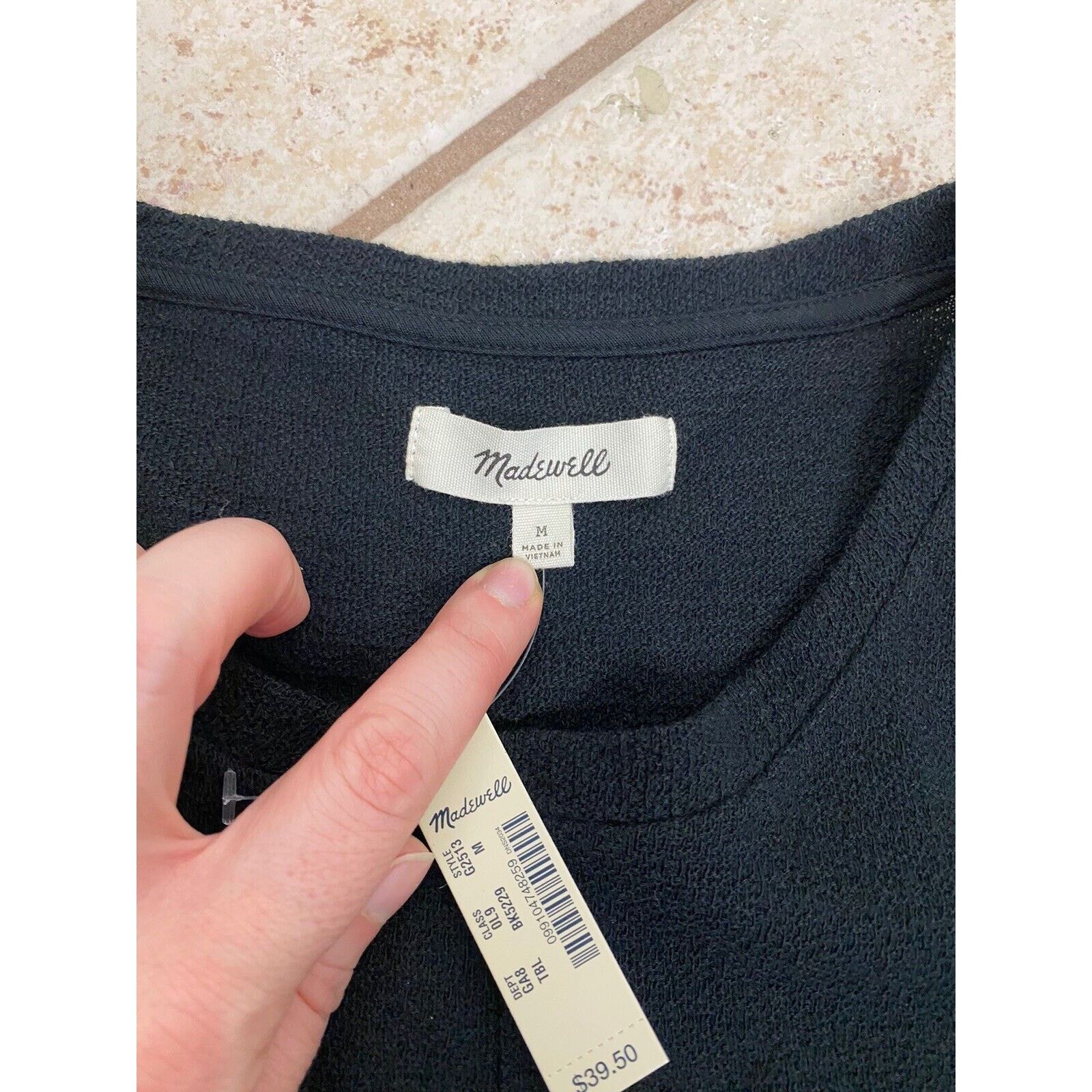 Madewell NWT Madewell Top Tie Front Solid Black Short Sleeve Shirt Size M / US 6-8 / IT 42-44 - 7 Thumbnail