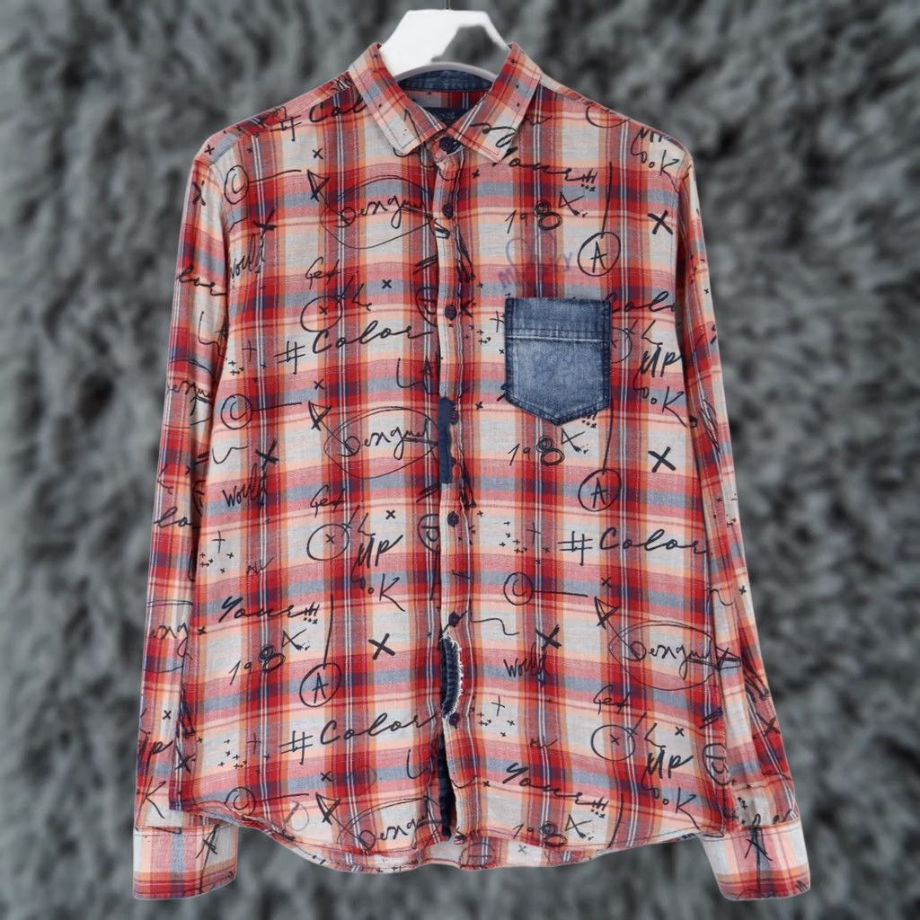 Desigual Desigual Shirt Men's LARGE Multicolor Chest Pocket Graphic Scribble Print Size US L / EU 52-54 / 3 - 1 Thumbnail