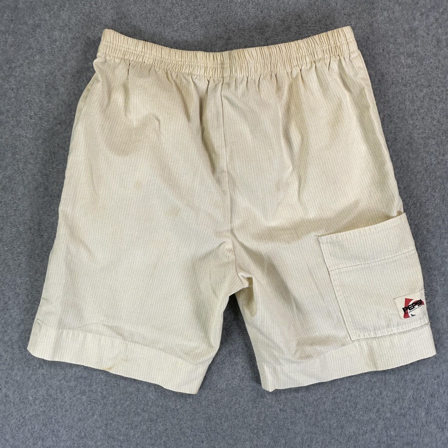 Vintage VINTAGE Pepsi Shorts Mens Medium Beige Stripe Elastic Waist Made USA Size US 31 - 7 Thumbnail