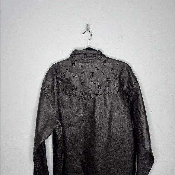 Purple Brand PURPLE Men’s Embossed Monogram Snap Button-Down Shirt Brown Size US M / EU 48-50 / 2 - 6 Thumbnail