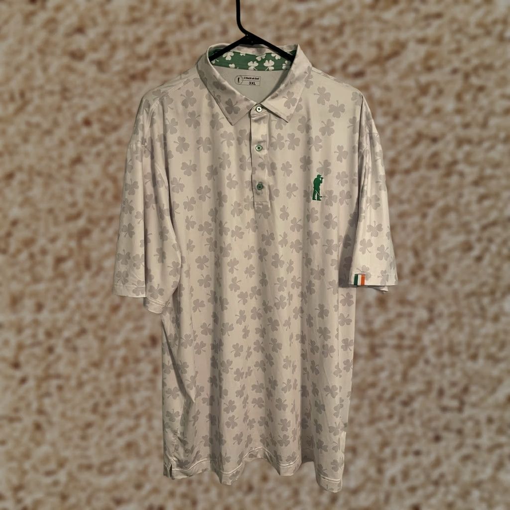 Vintage U Suck At Golf Fighting Irish Heritage Performance S/S Polo Shirt White 3XL Men's Size US XXL / EU 58 / 5 - 1 Thumbnail