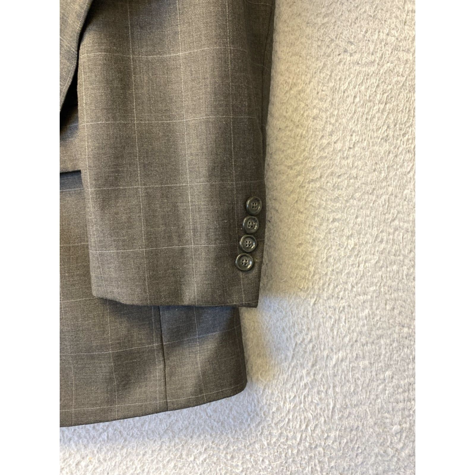 Jos. A. Bank Jos. A. Bank 42R Wool Blend Suit Pants 36 Jacket Dark Green Gray Plaid Size 42R - 2 Thumbnail