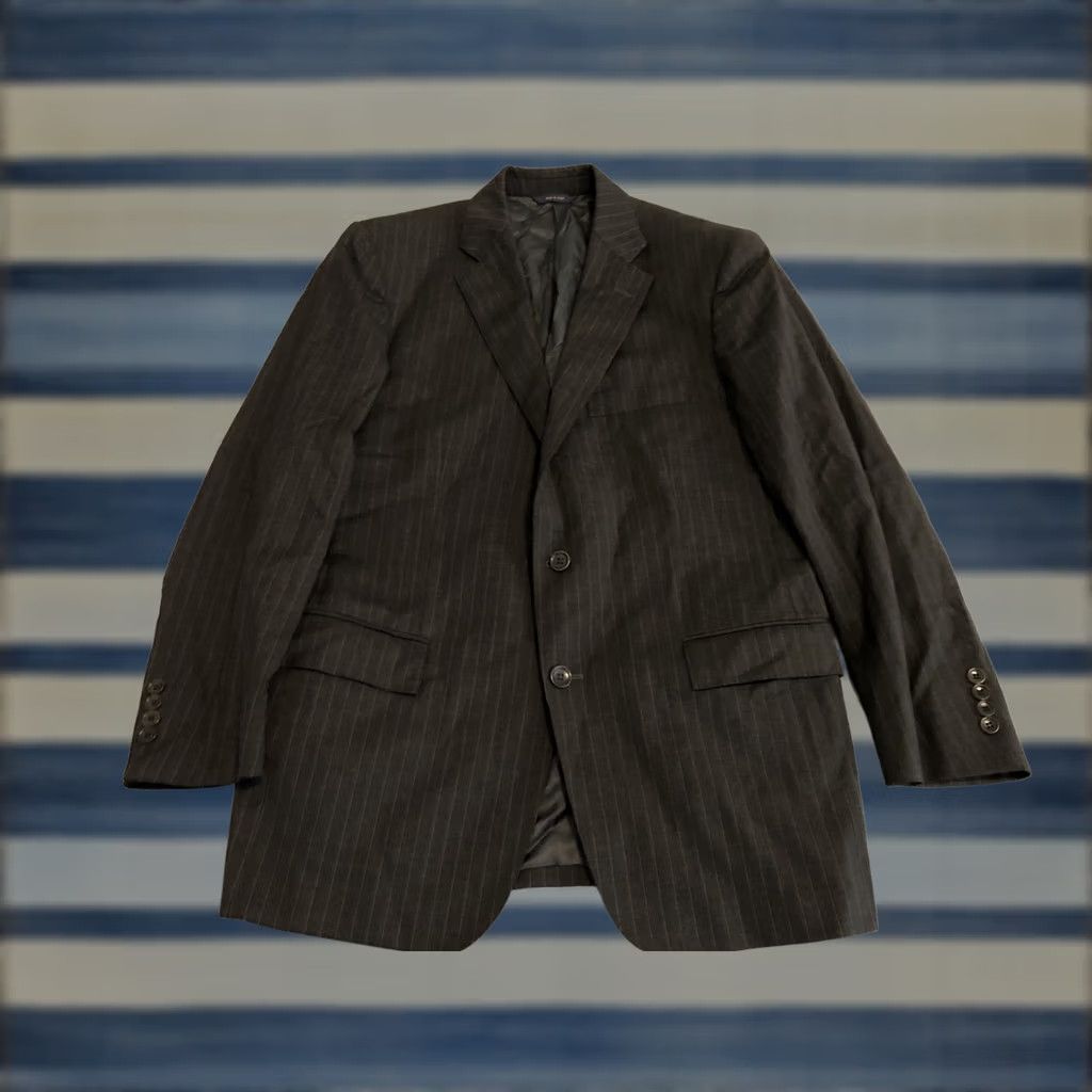 Brooks Brothers Brooks Brothers 1818 Regent Striped Blazer Jacket Regular 42R Wool Charcoal Black Two Button Mens Suit Jacket Size 42R - 1 Thumbnail