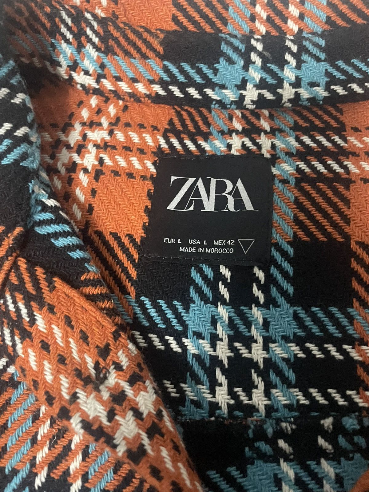 Zara Orange and Black Plaid Flannel Shirt Size US L / EU 52-54 / 3 - 4 Thumbnail