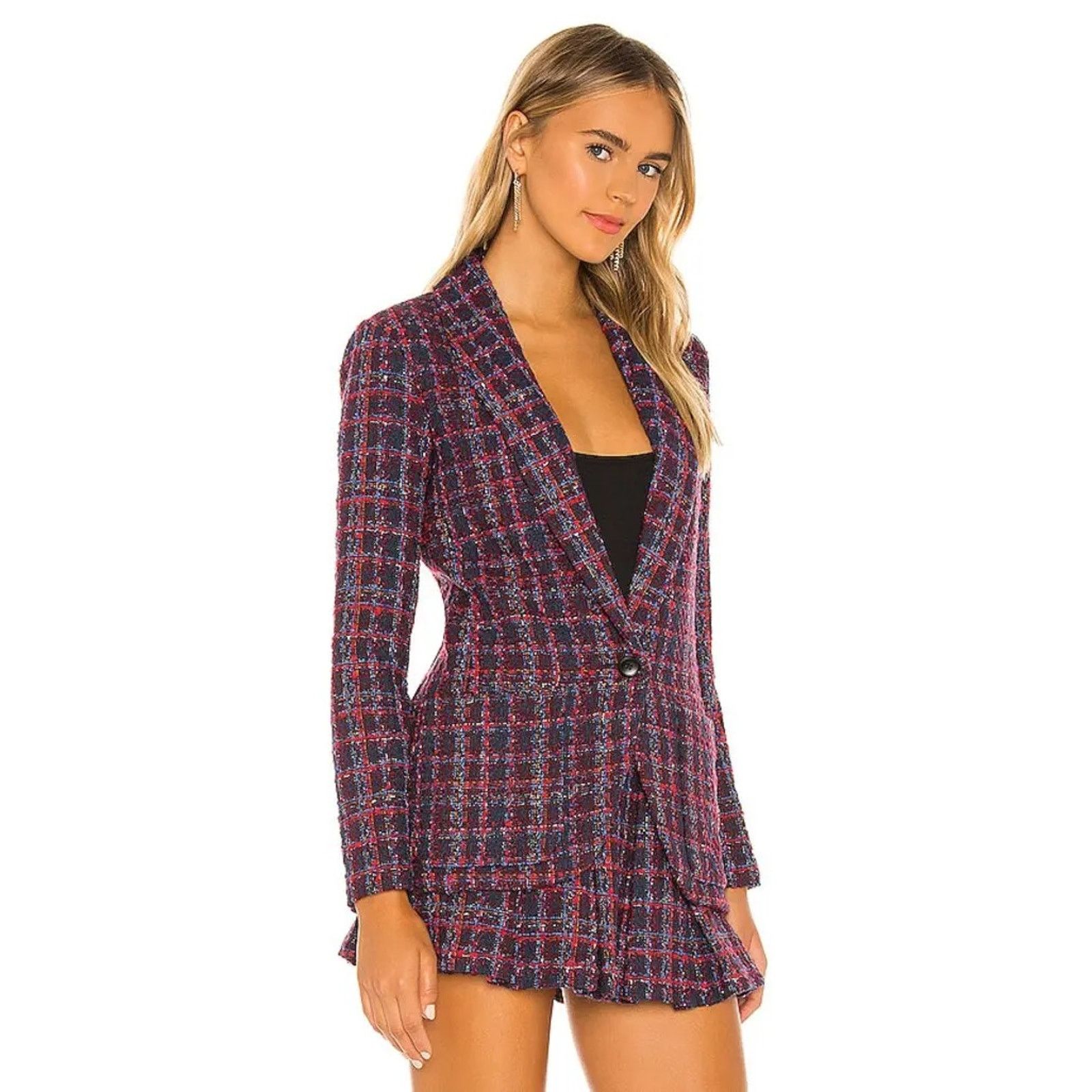 Amanda Uprichard AMANDA UPRICHARD SET Tweed Collar Blazer & mini skirt S Size 26" / US 2 / IT 38 - 1 Thumbnail