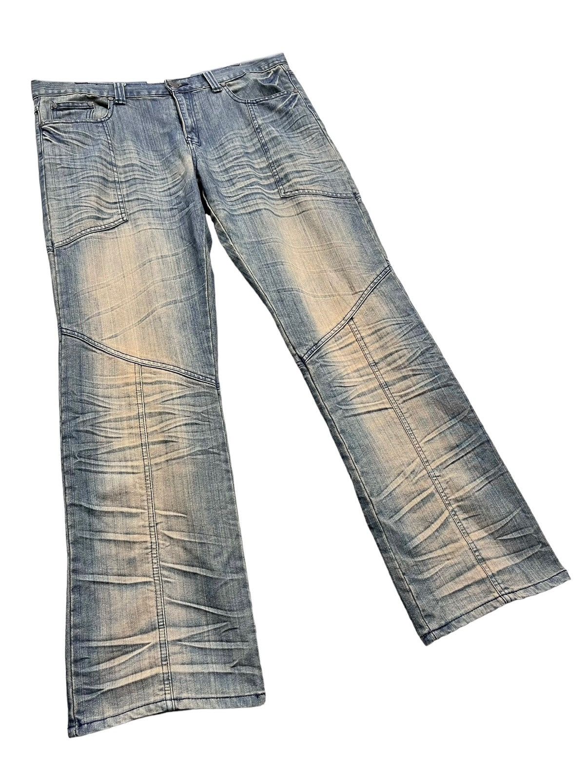 🔥Vintage FUSAI Mud Wash 3D Whisker Claw Mark Easy Fit Denim