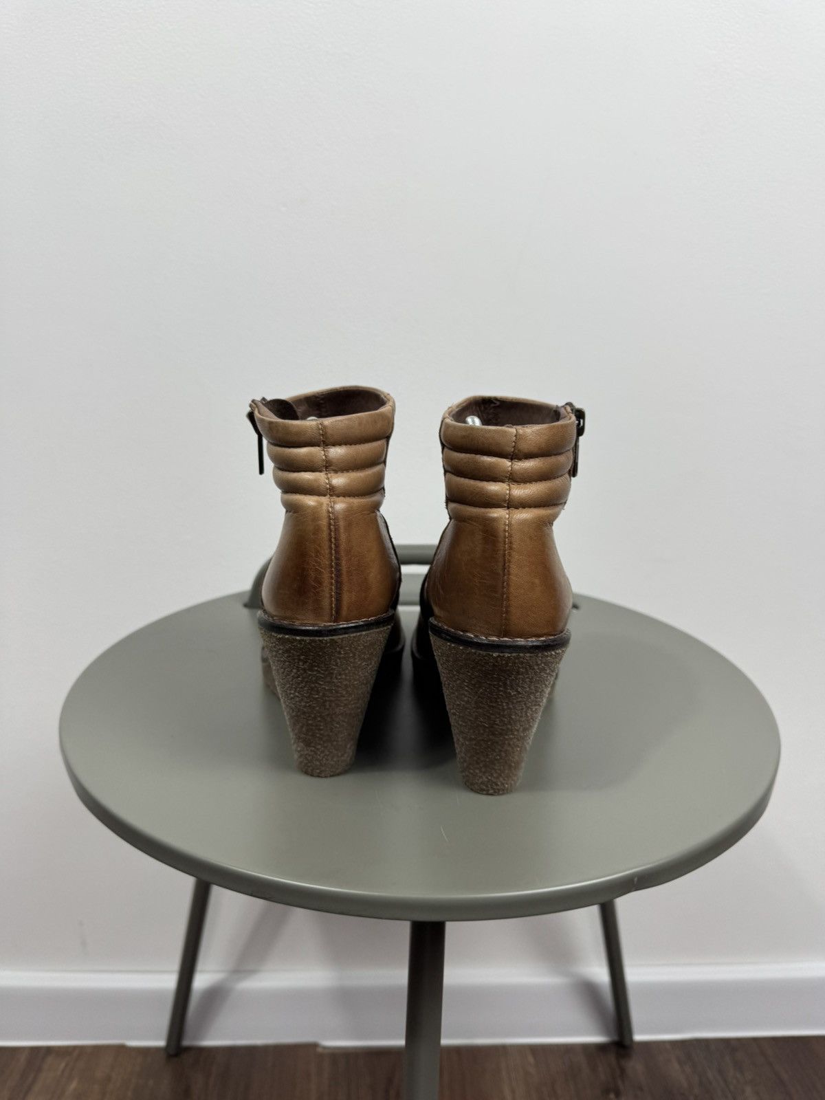 Buffalo London Buffalo Leather Wedge Heel Ankle Boots Brown EU 37 Zip Up Size US 6 / IT 36 - 10 Thumbnail