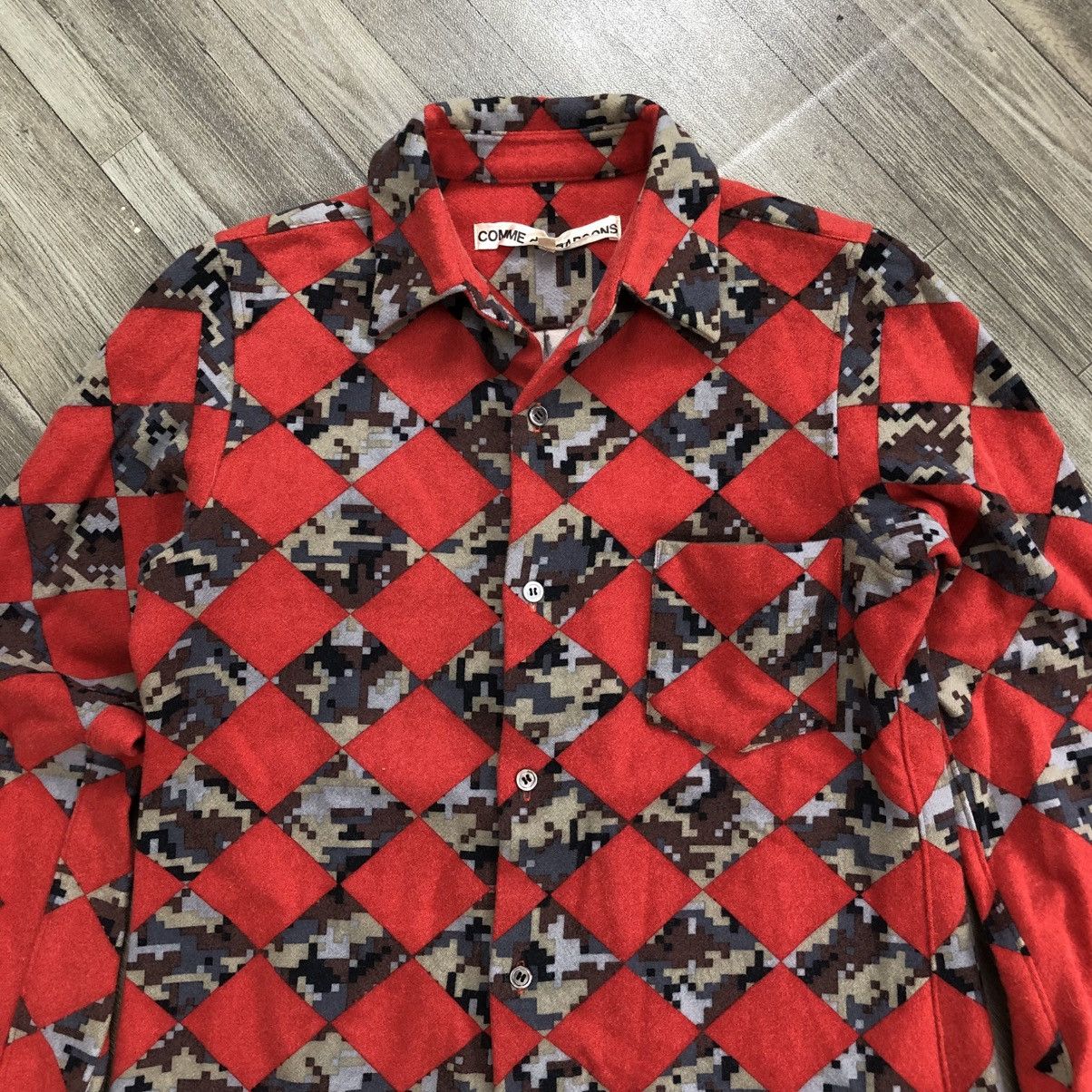 Comme des Garcons 2000s Comme des Garcons CDG Check Pixel Wool Shirt Designer Size US S / EU 44-46 / 1 - 2 Thumbnail