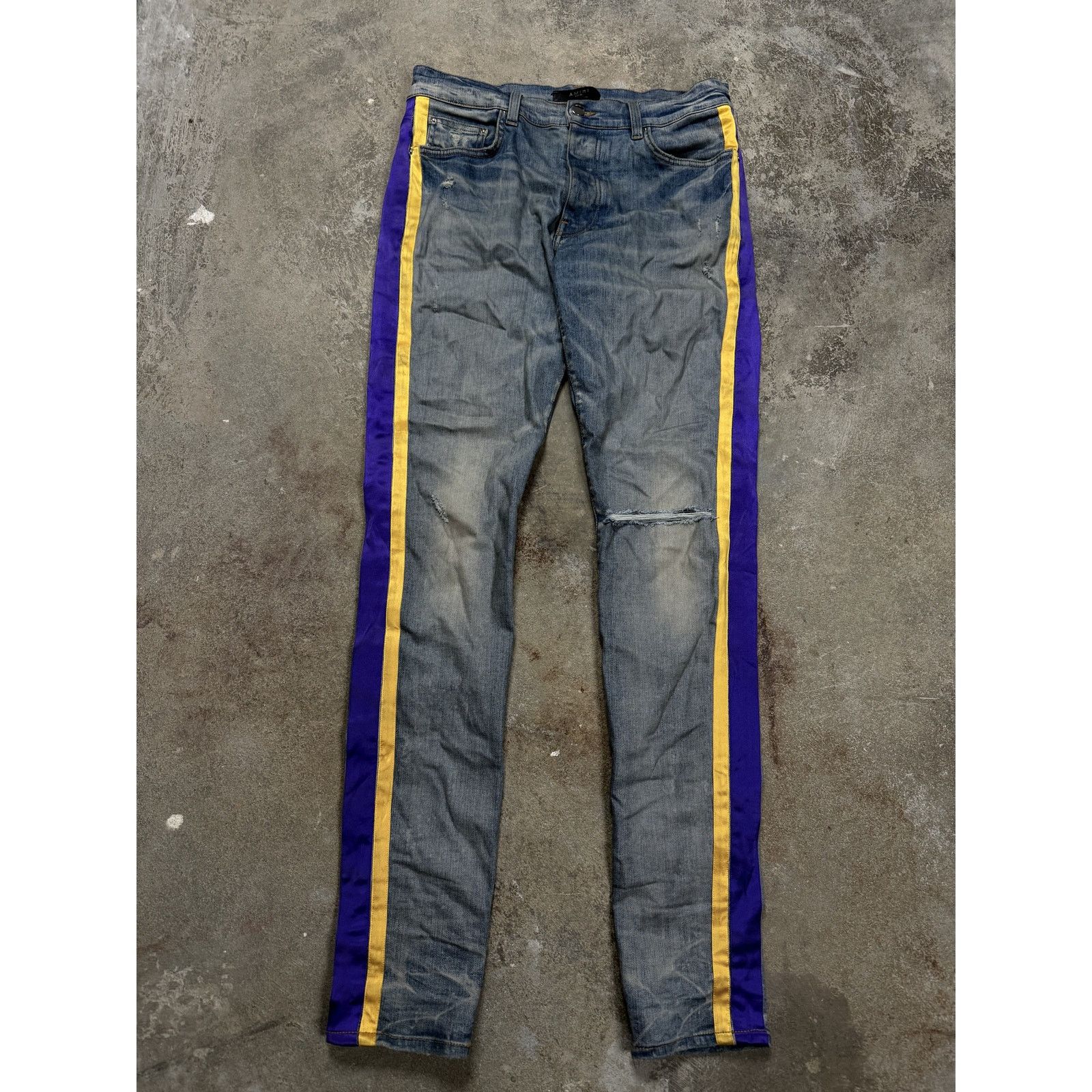 Amiri Amiri Jeans Light Wash Purple Yellow Stripe Used 32 Size US 32 / EU 48 - 1 Thumbnail