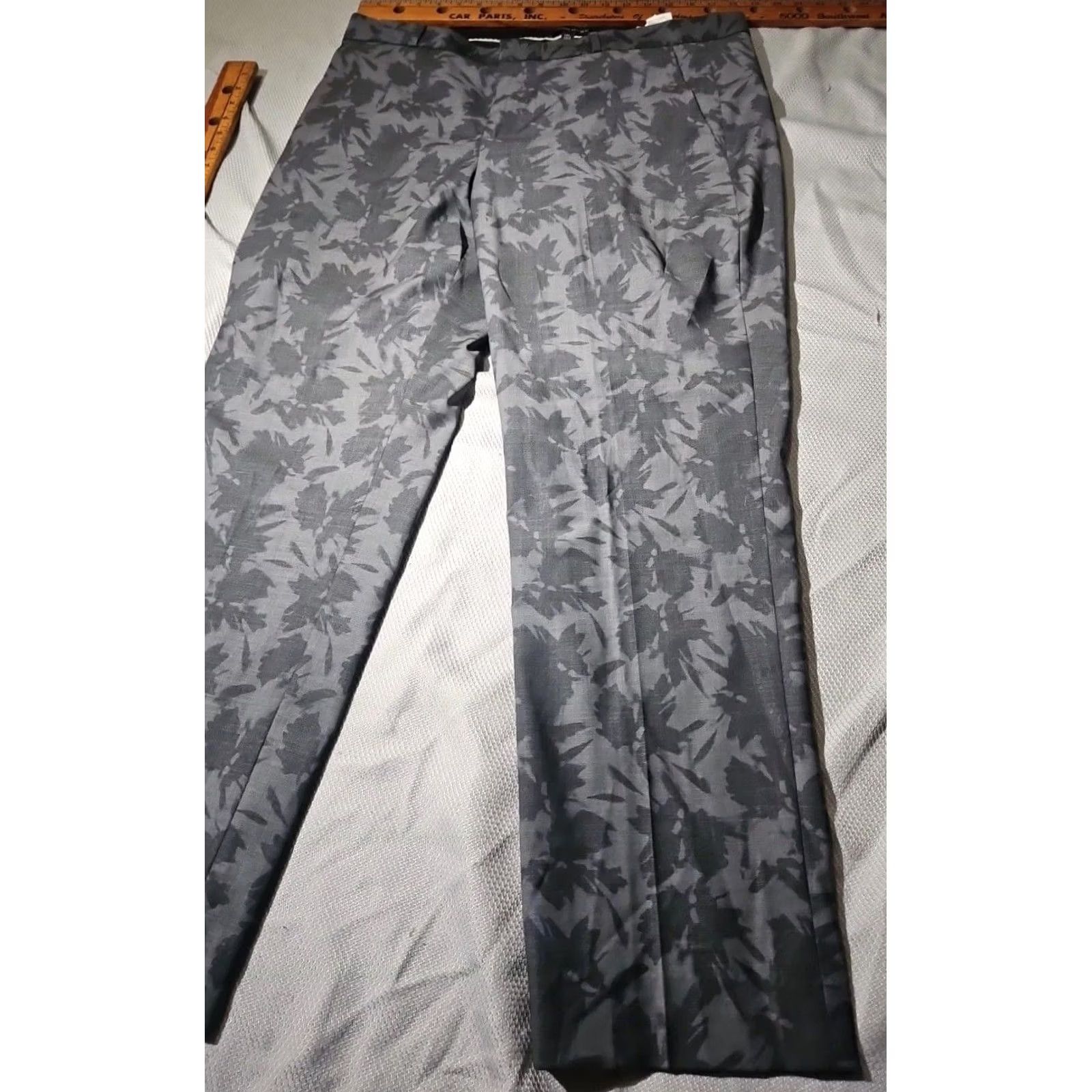 Banana Republic Banana Republic Avery Pants Womens 14 Tall Gray Wool Blend Floral Preppy Dress Pants Straight Leg Button ZIP Size 36" / US 14 / IT 50 - 5 Thumbnail