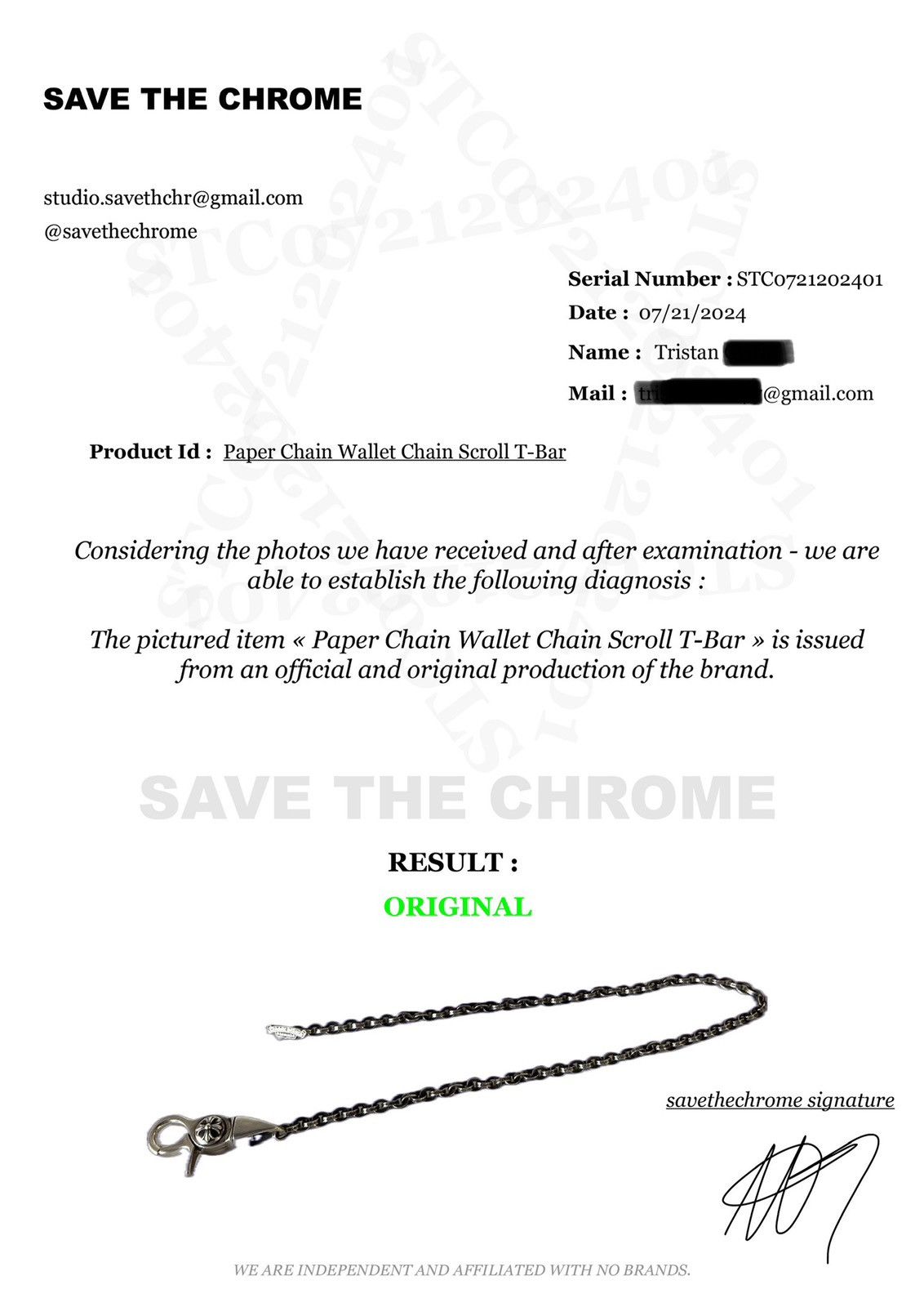 Chrome Hearts Chrome Hearts Paper Chain Wallet Chain Scroll T-Bar Size ONE SIZE - 22 Thumbnail