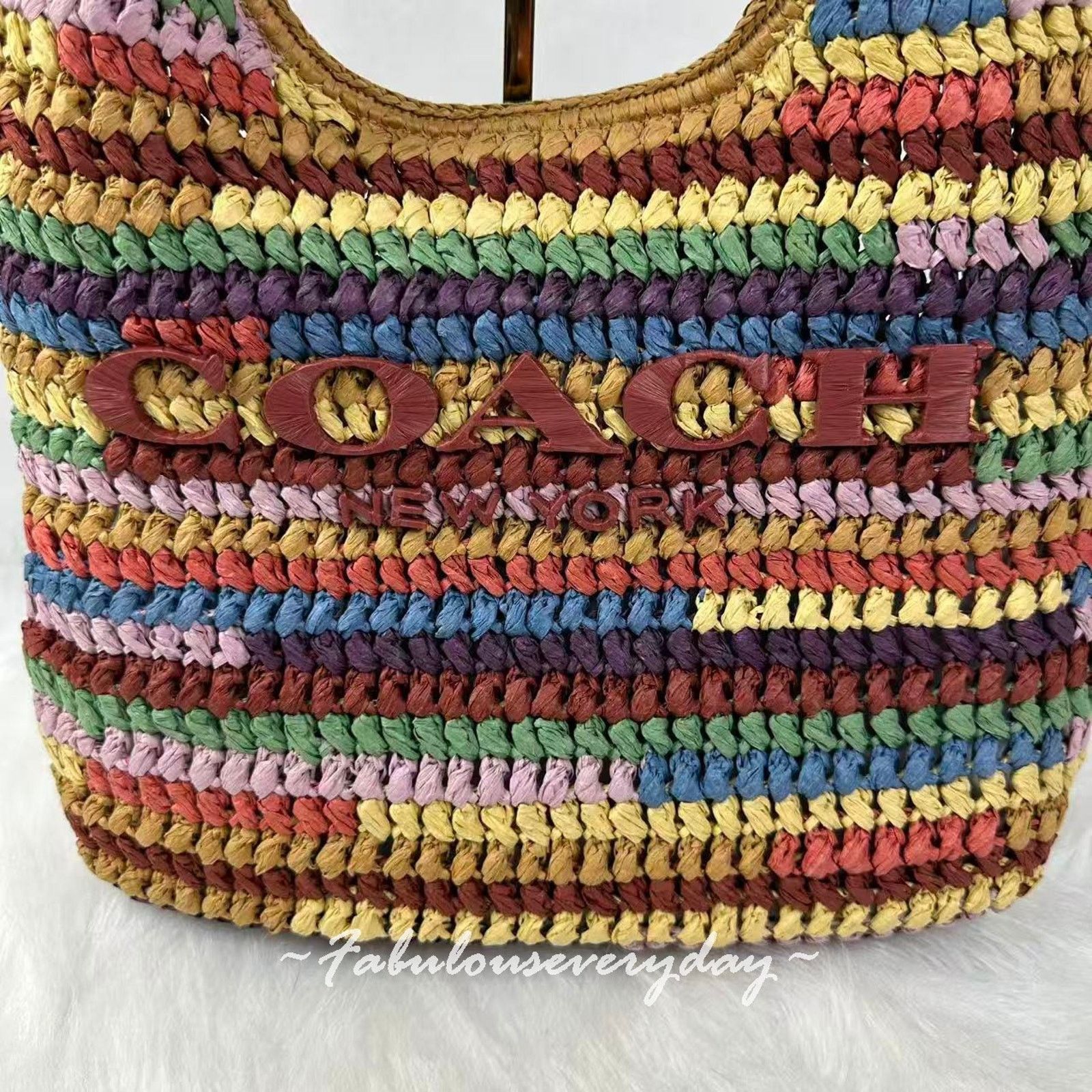 Coach COACH Brooklyn Shoulder Bag 34 In Straw/Brass/Multi CDZ40 Size ONE SIZE - 3 Thumbnail