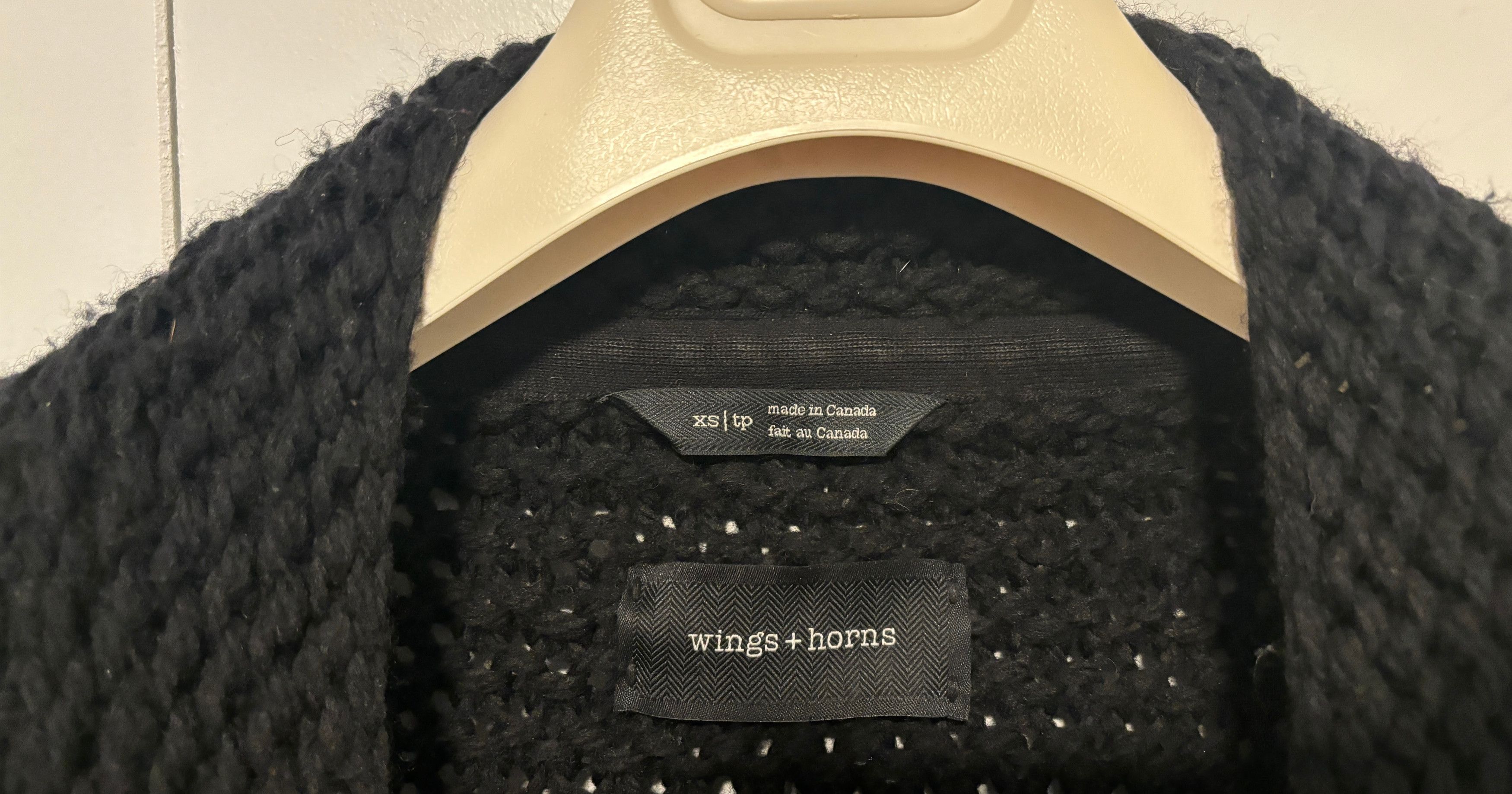 Wings + Horns Wings + Horns Peruvian Black Wool Handknit Cardigan XS-S Size US S / EU 44-46 / 1 - 9 Thumbnail