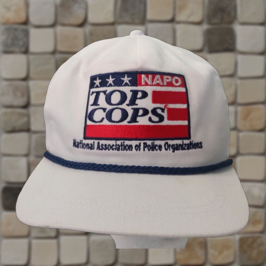 Vintage VINTAGE NAPO Top Cops Cap Hat USA Flag Police White Canvas Strap Back Flaws Classic Sportswear Men Adjustable Embroidered Canvas Cap Police Theme 90s? Size US M / EU 48-50 / 2 - 1 Thumbnail