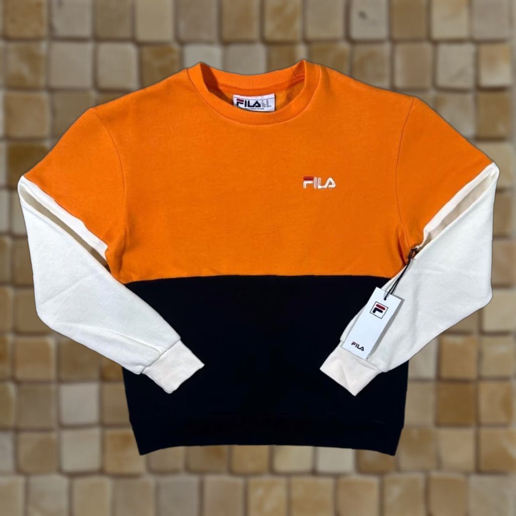 Fila FILA Orange Black White Colour Block Crewneck Sweatshirt Women's XS Size XS / US 0-2 / IT 36-38 - 1 Thumbnail