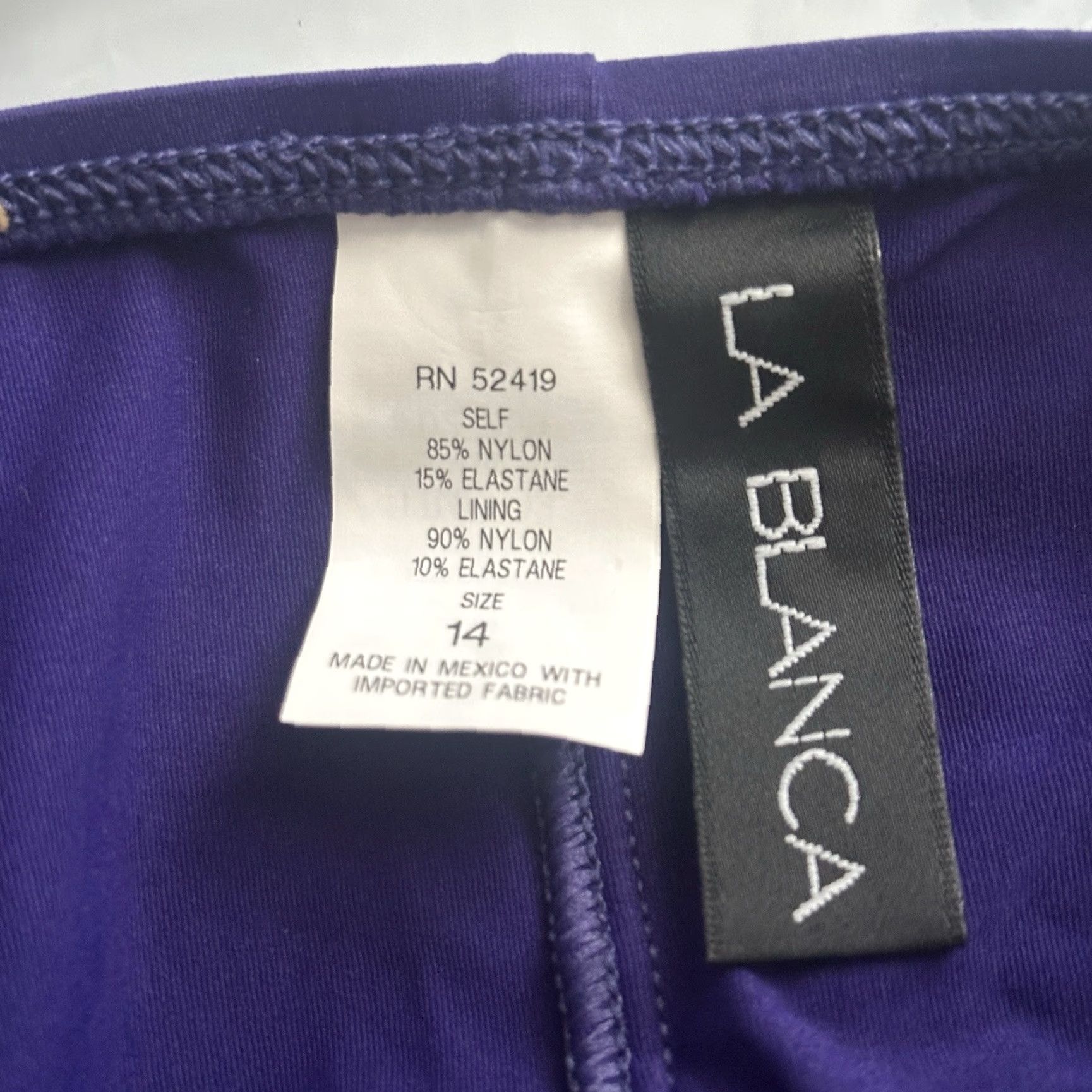 Vintage La Blanca Bikini Bottom Womens Size 14 Lined Solid Nylon Spandex Purple Beach Beachwear 90% Nylon 10% Spandex Womens Size 36" / US 14 / IT 50 - 5 Thumbnail