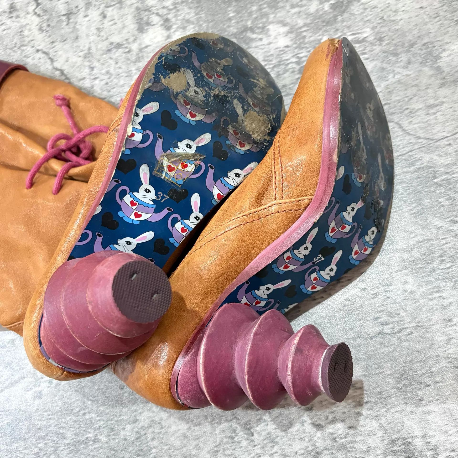 Other Irregular Choice Vtg Asymmetric Chunky Buckle Slouch Boot 37 Size US 6.5 / IT 36.5 - 5 Thumbnail