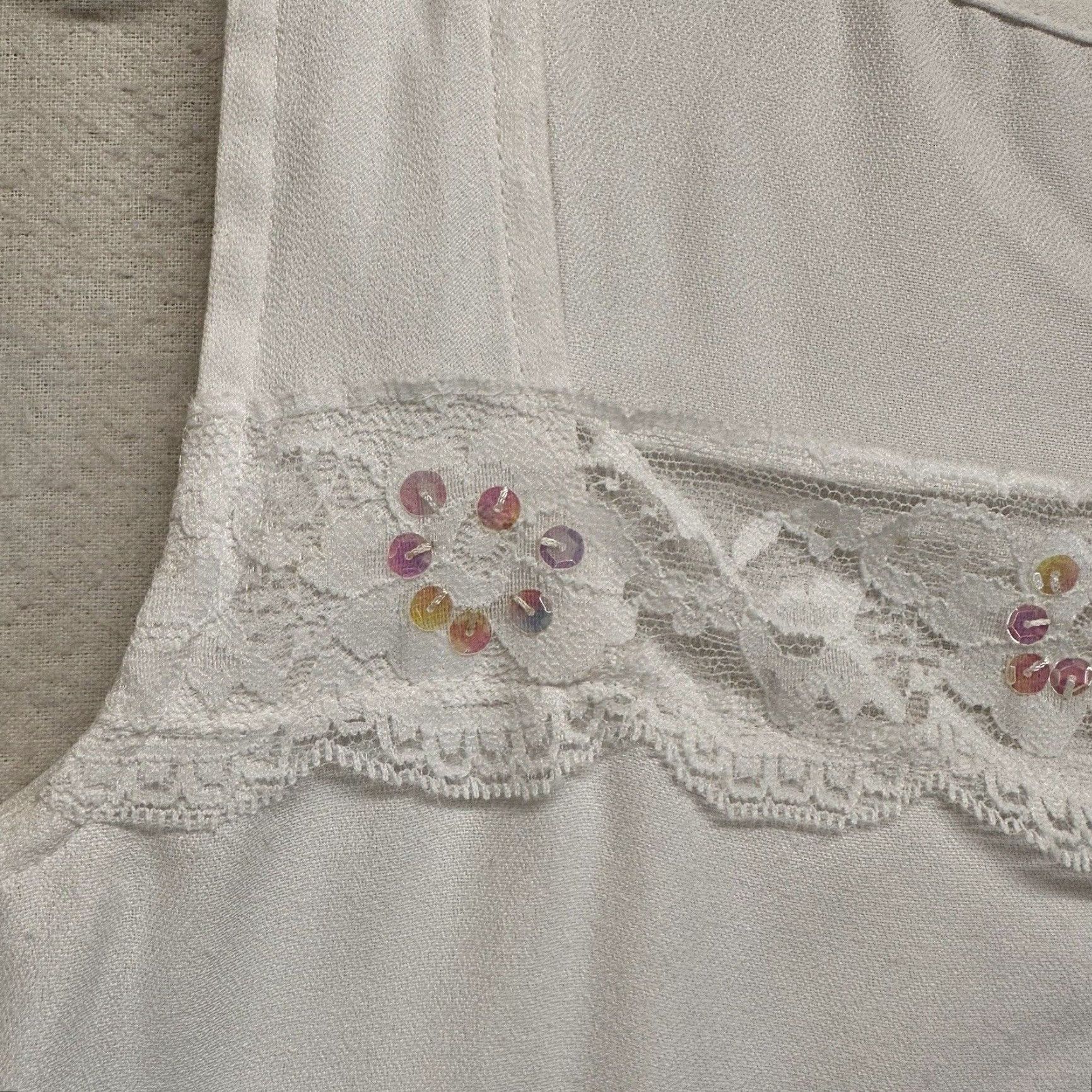 Vintage VINTAGE Dressbarn Women's Tank Top Cami Medium White Floral Embroidered 80s 90s Cottagecore Girls Size M / US 6-8 / IT 42-44 - 7 Thumbnail