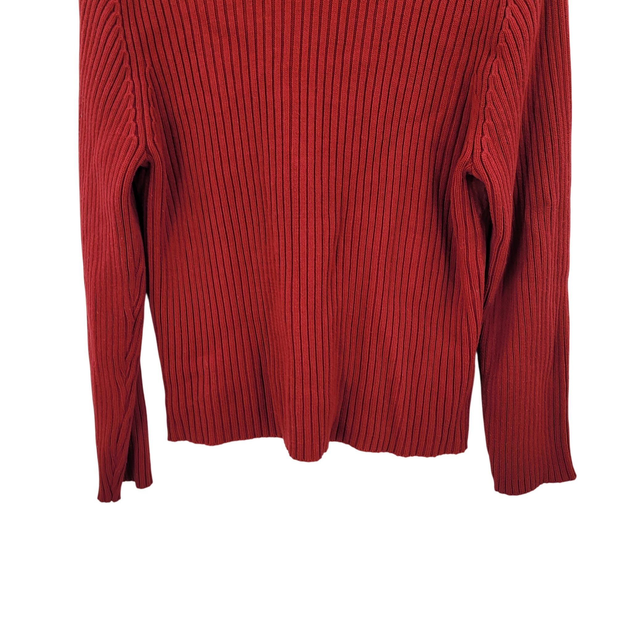 Vintage Vtg Red Ribbed Knit Long Sleeve Suede Sweater Jacket Shacket Size L / US 10 / IT 46 - 10 Thumbnail