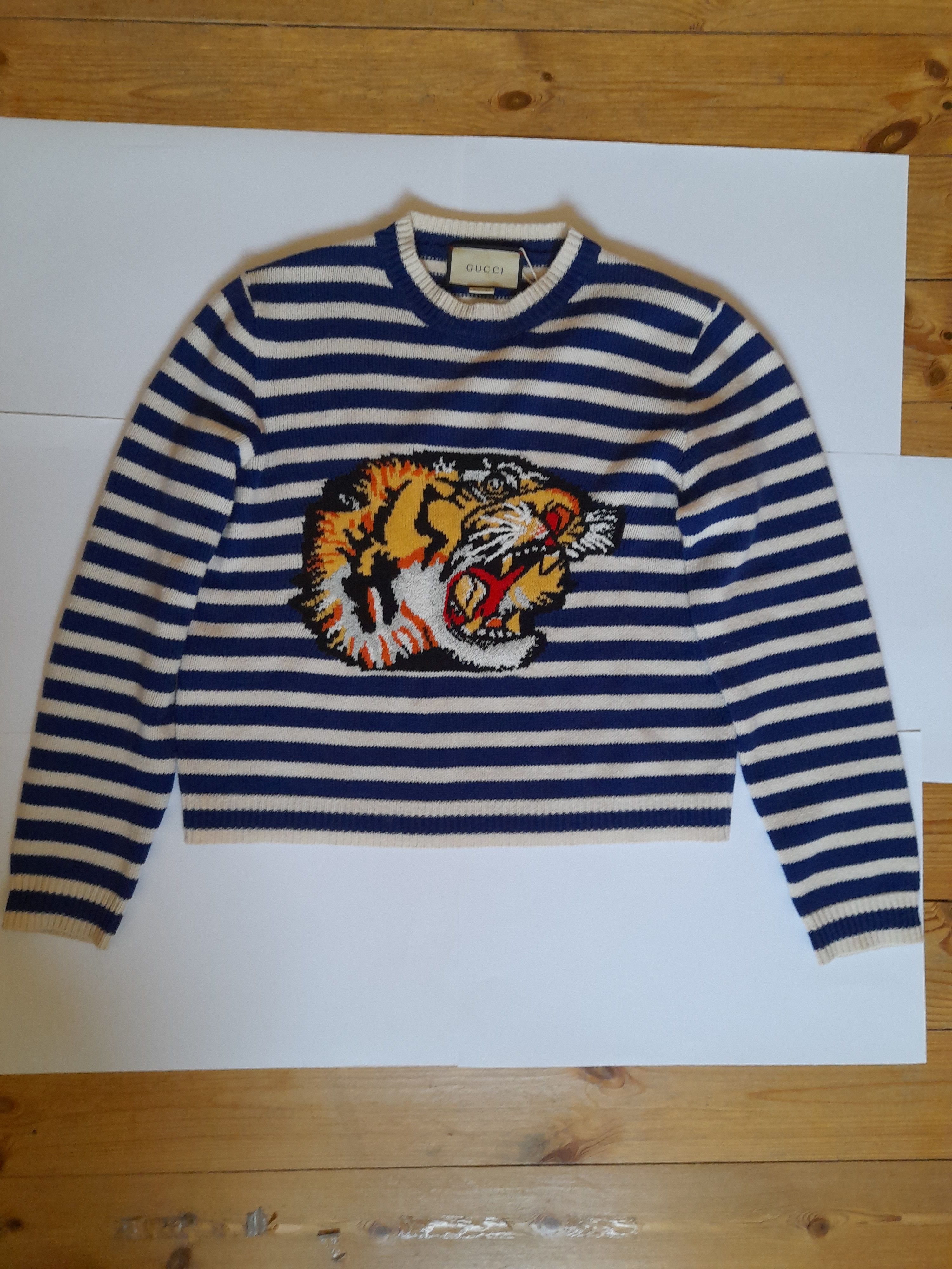 Gucci Gucci striped tiger head knit sweater Size M / US 6-8 / IT 42-44 - 1 Thumbnail