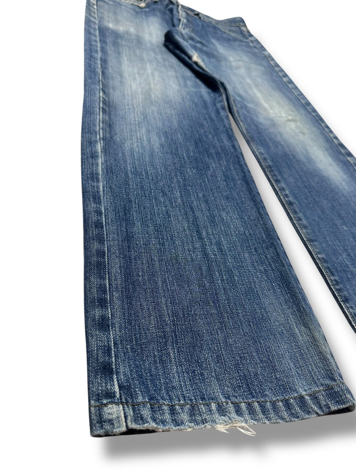 Vintage Cattle Horn Vintage Distressed Blue Denim Jeans Faded Wash Size US 33 - 14 Thumbnail
