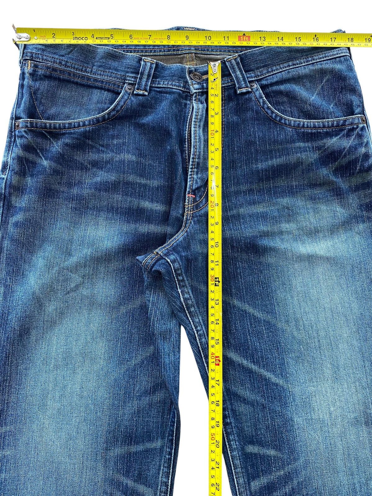 Wrangler Wrangler Faded Blue Wash Whiskered Straight Leg Style Jeans Size US 36 / EU 52 - 6 Thumbnail