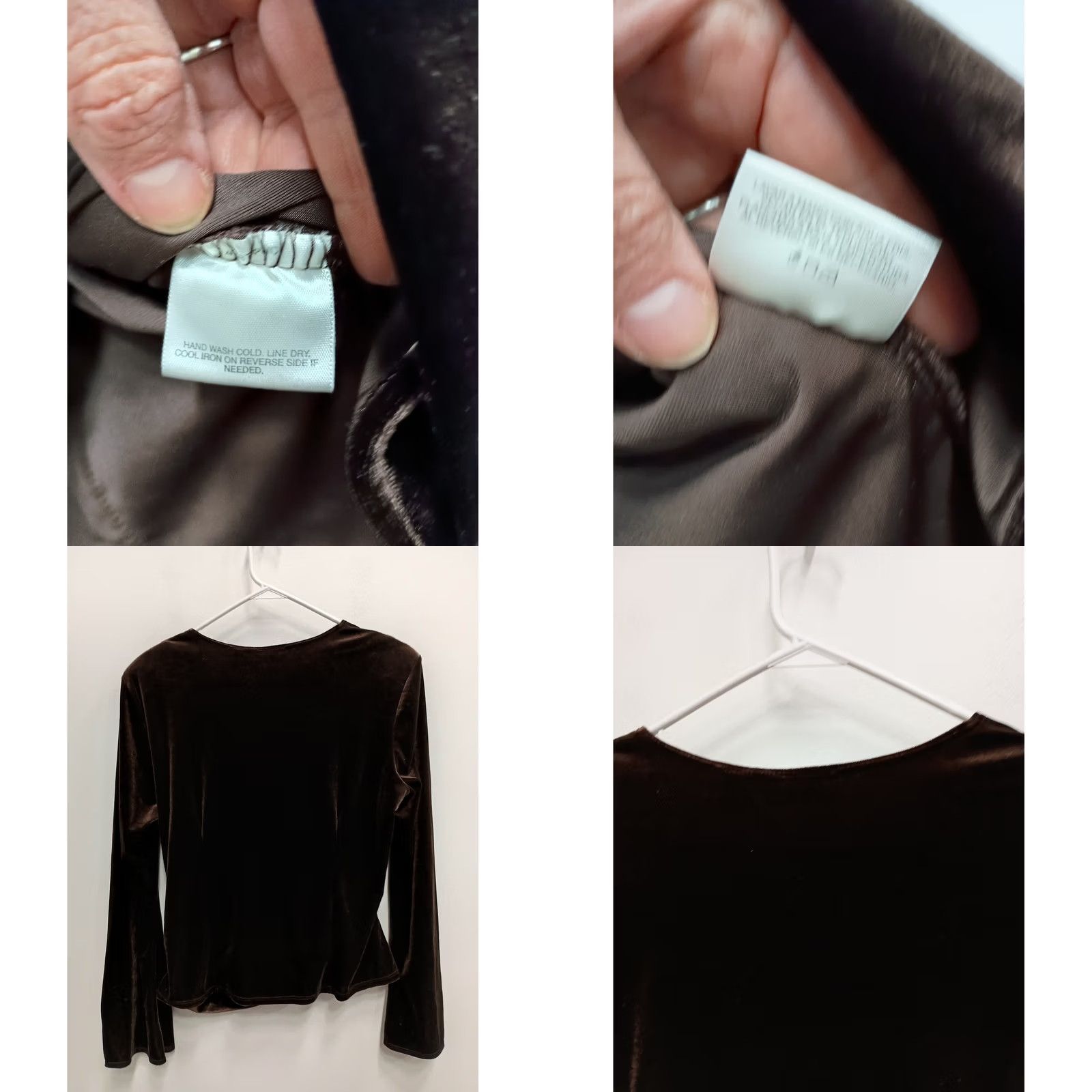 Velvet VTG 90s Metaphor Wrap Top Womens Medium Brown Velvet Long Sleeve Ruched Glam Size M / US 6-8 / IT 42-44 - 8 Thumbnail