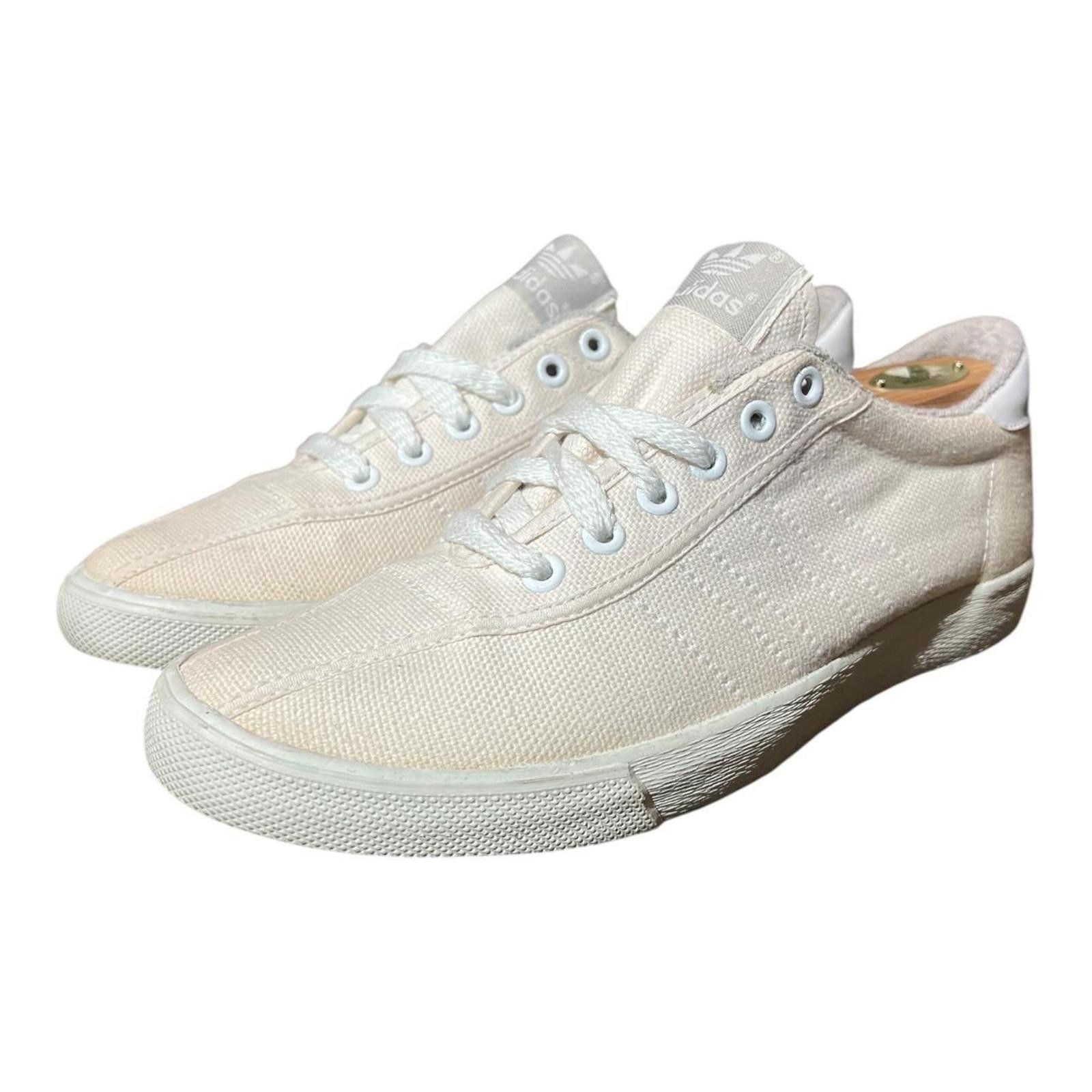 Adidas Vintage 70/80s Adidas White Canvas Tennis Shoe Size US 9 / IT 39 - 2 Thumbnail