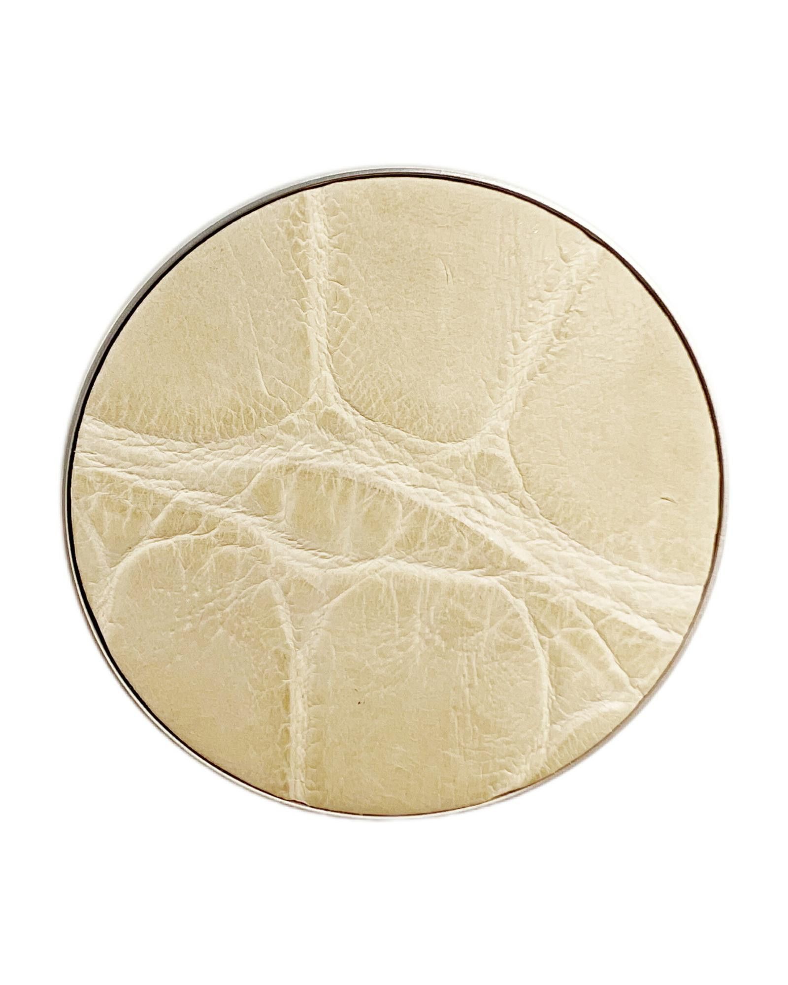 image of Hermes Silver Leather And Metal Brooch, Women's