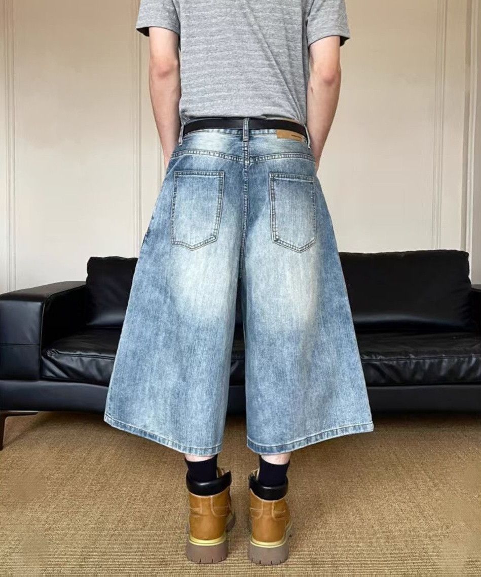 Vintage Blue Vintage Washed Wide-Leg Denim Shorts Size US 32 / EU 48 - 3 Thumbnail
