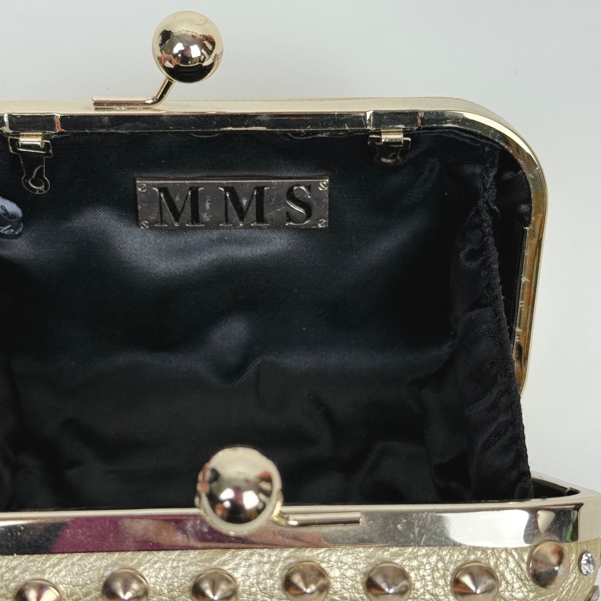 Other Gold Studded Rhinestone Clutch Evening Bag Edgy Sparkly Form Size ONE SIZE - 8 Thumbnail