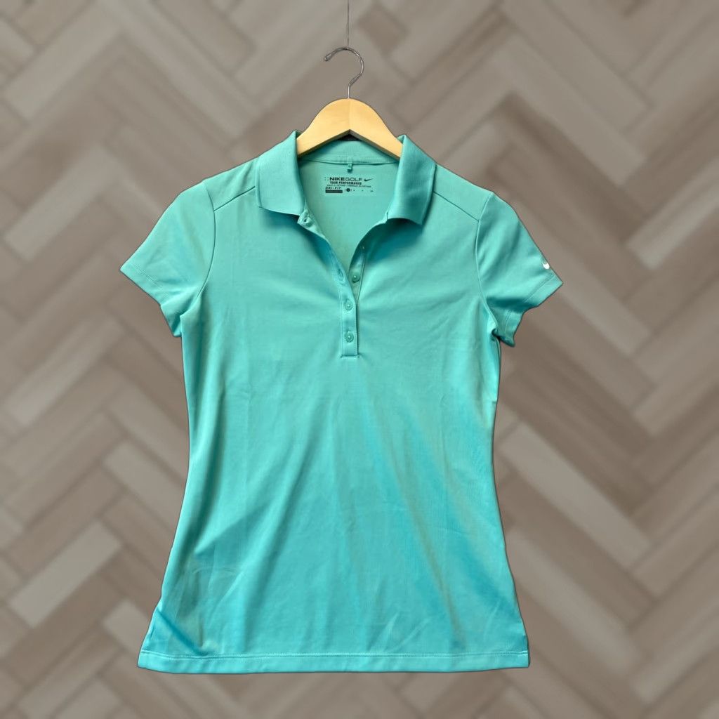 Nike NIKE Dri-FIT Golf Polo Shirt Women’s Knit 100% Polyester Short Sleeve Green Size S Standard Fit Regular Polo Basketball? Size S / US 4 / IT 40 - 1 Thumbnail