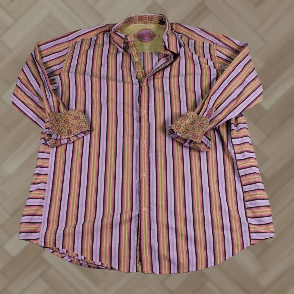 Robert Graham Robert Graham Shirt Mens 2XL Multicolor Stripe Knowledge Wisdom Truth Flip Cuff Size US XXL / EU 58 / 5 - 1 Thumbnail
