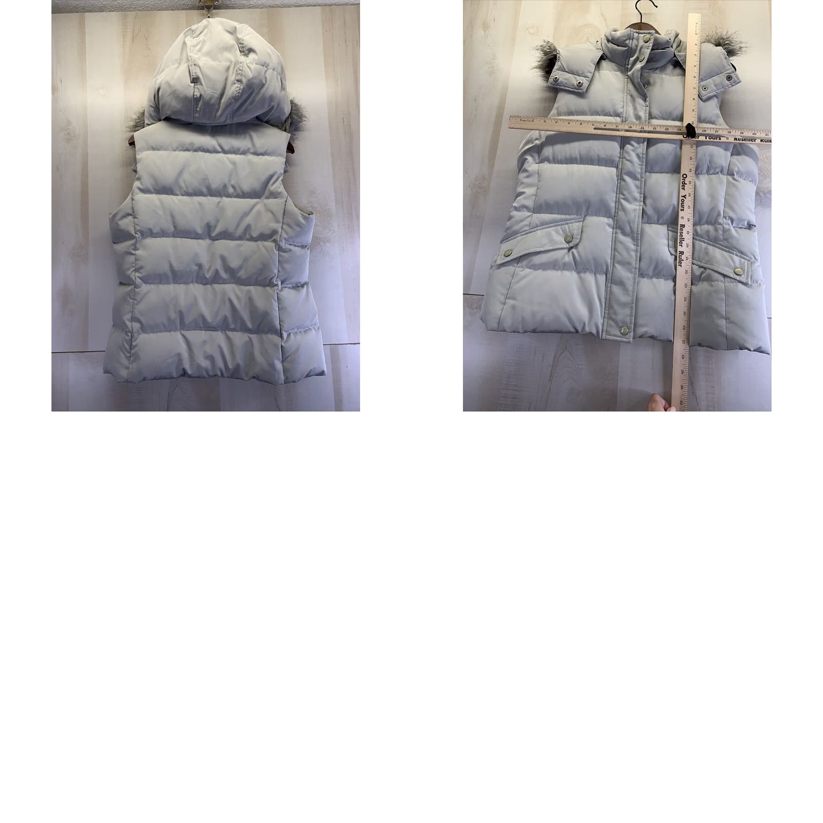 Talbots Talbots Vest Hooded Puffer Down Down Faux Fux Womens Petite M-7273 Gray Size PM Button Logo Zip Snap Casual Travel Spring Fall Winter Womens Size M / US 6-8 / IT 42-44 - 8 Thumbnail