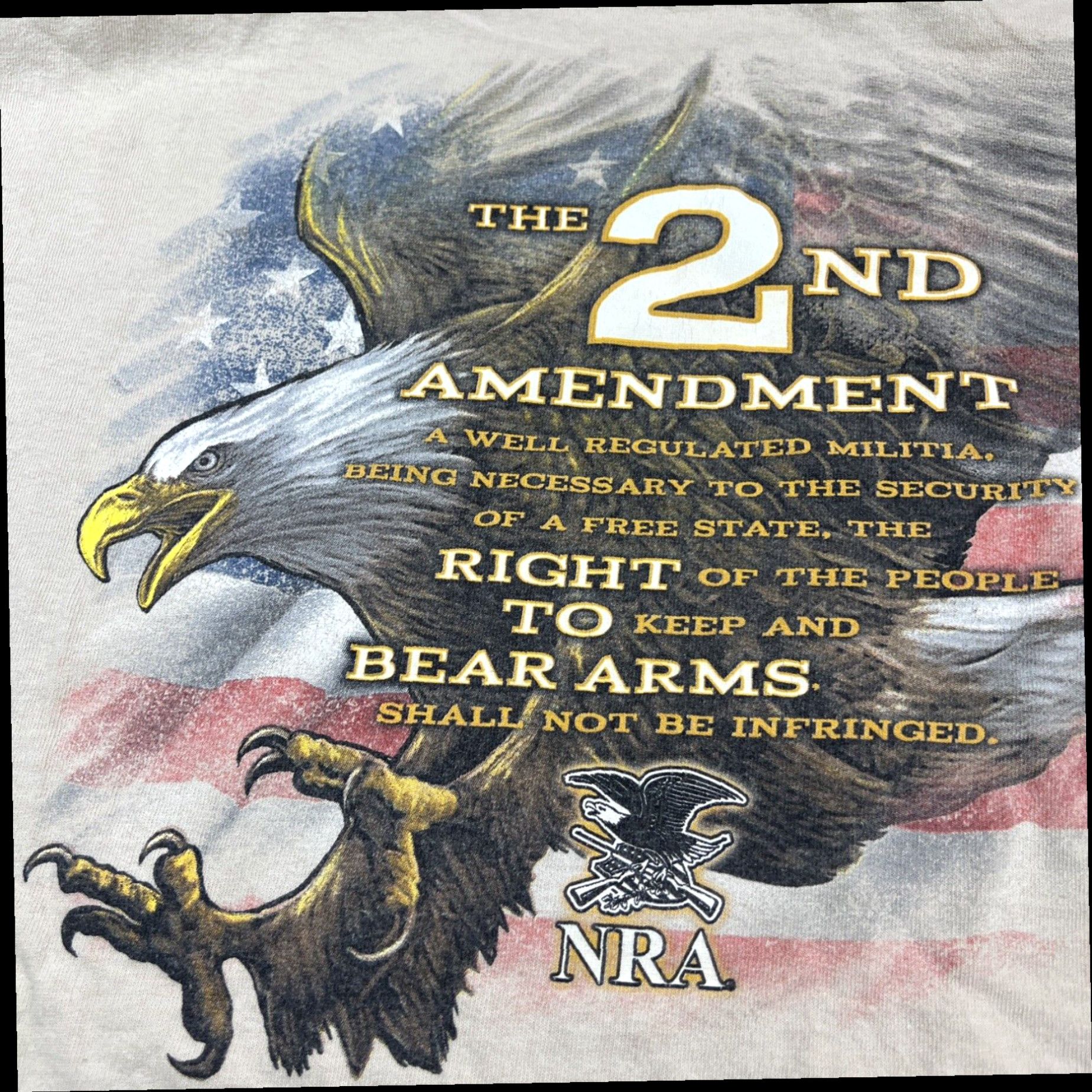 Vintage NRA Shirt Mens 2XL Beige Flag Eagle Gun 2nd Amendment Size US XXL / EU 58 / 5 - 3 Thumbnail