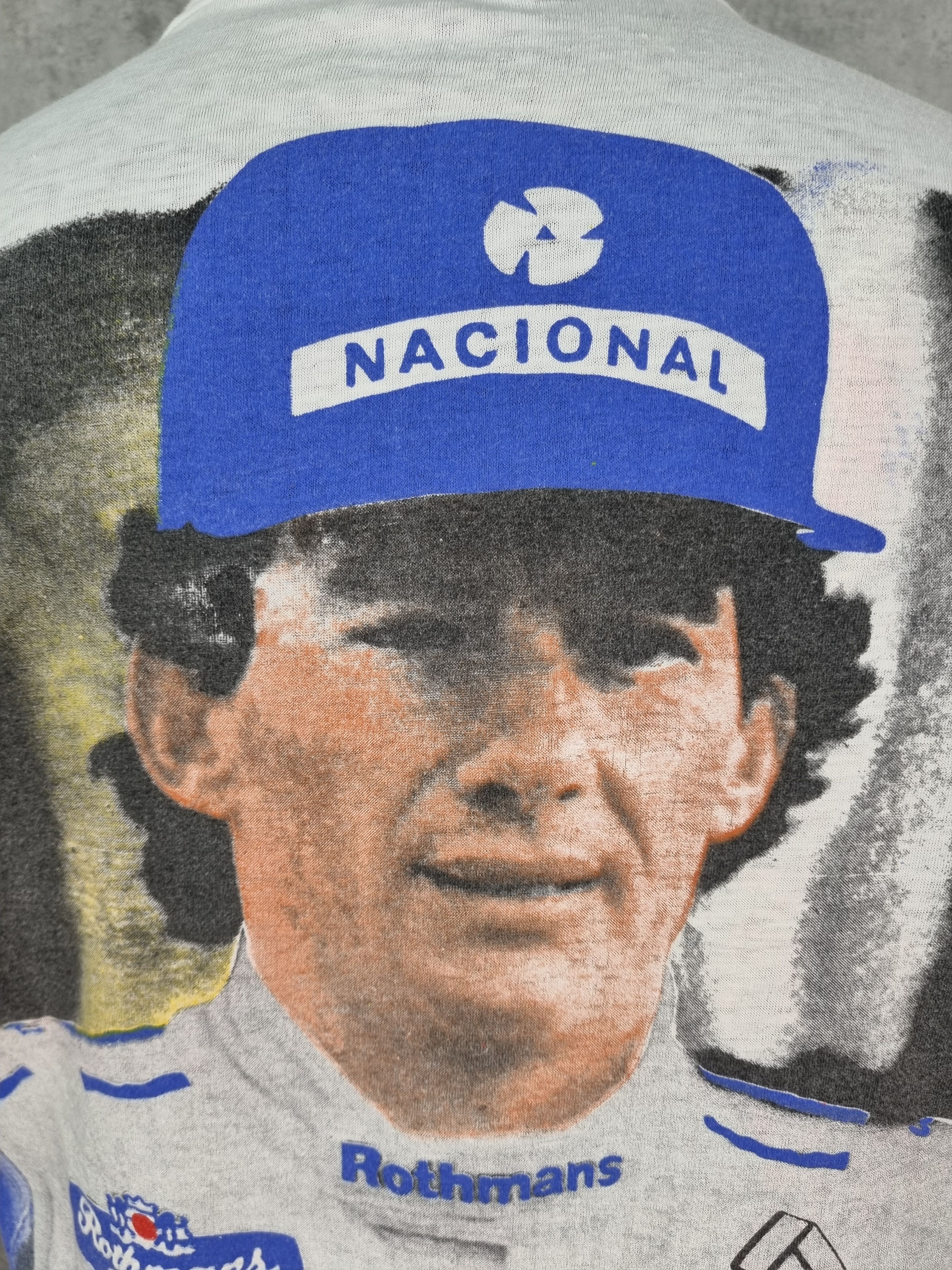 Vintage Single Stitch Ayrton Senna Rothmans Racing Tee Shirt Size US L / EU 52-54 / 3 - 15 Thumbnail