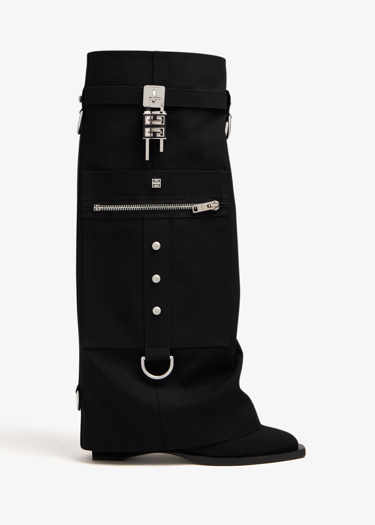 Givenchy o1gr1nt0125 Shark Lock Cowboy High Boots in Black Size US 9 / IT 39 - 1 Thumbnail