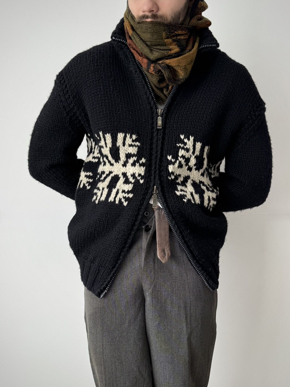 Maharishi Vintage 2000s Maharishi Heavy Knit Wool Cardigan Size US M / EU 48-50 / 2 - 3 Thumbnail