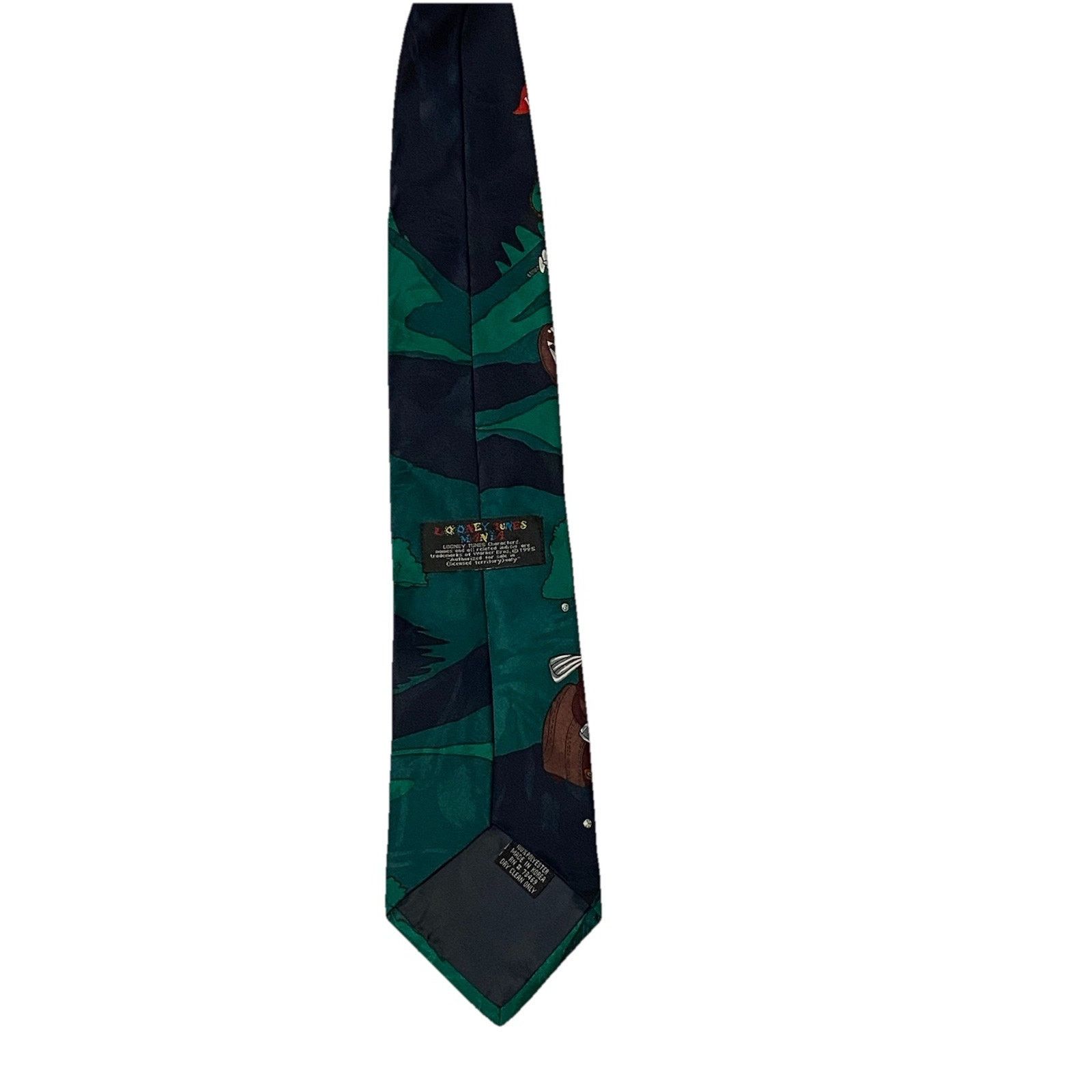 Other Vintage Looney Tunes Tie Men Green Taz Bugs Bunny Silk 90s Size ONE SIZE - 5 Thumbnail