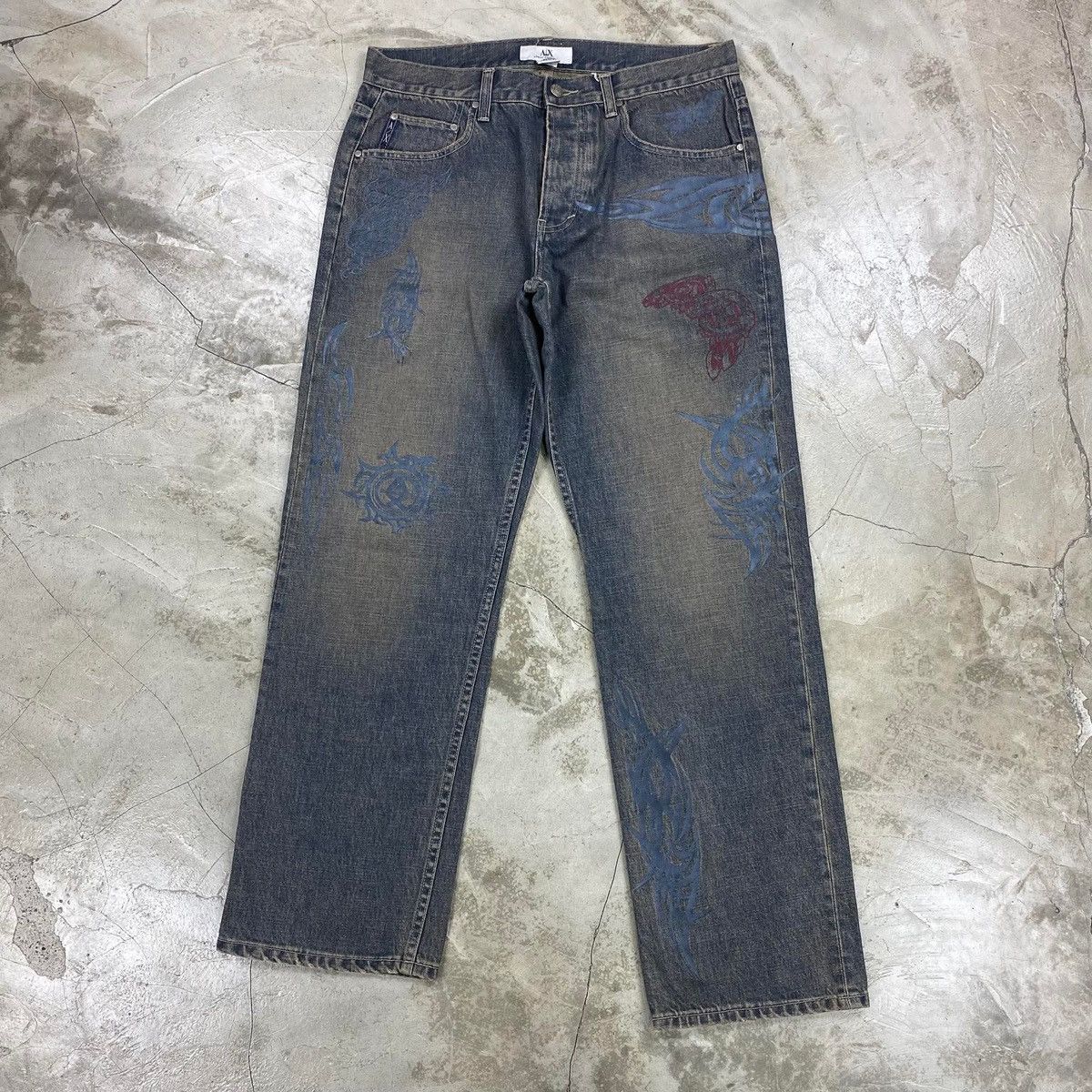 Armani Exchange Tattoo Print Denim Pants Size US 32 / EU 48 - 2 Thumbnail