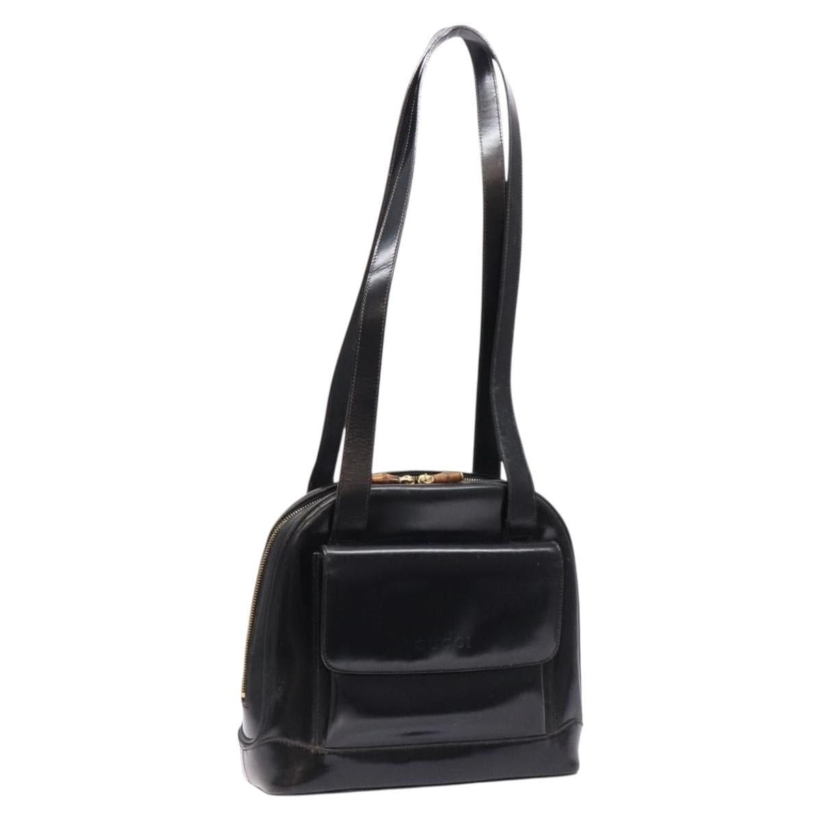 Gucci GUCCI Bamboo Shoulder Bag Patent Leather Black Gold Size ONE SIZE - 1 Thumbnail