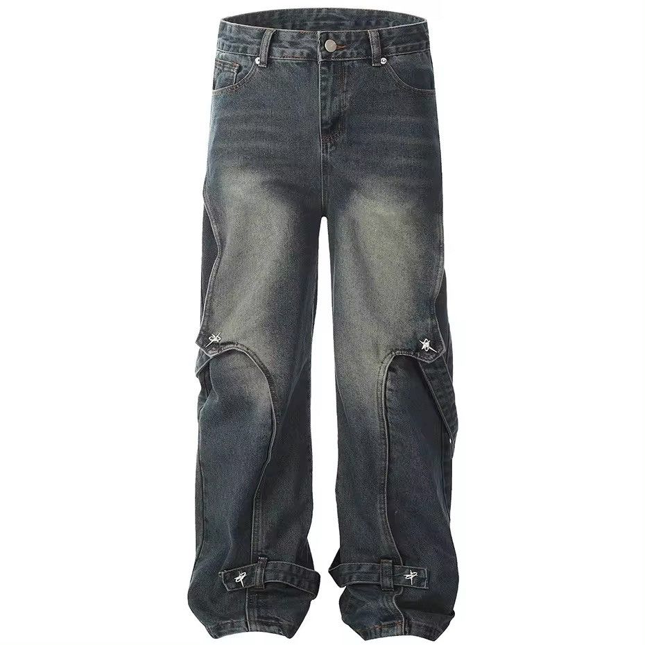Designer × Vintage Design Hip Hop Baggy Washed Retro Loose Jeans y2k Size US 35 - 1 Thumbnail