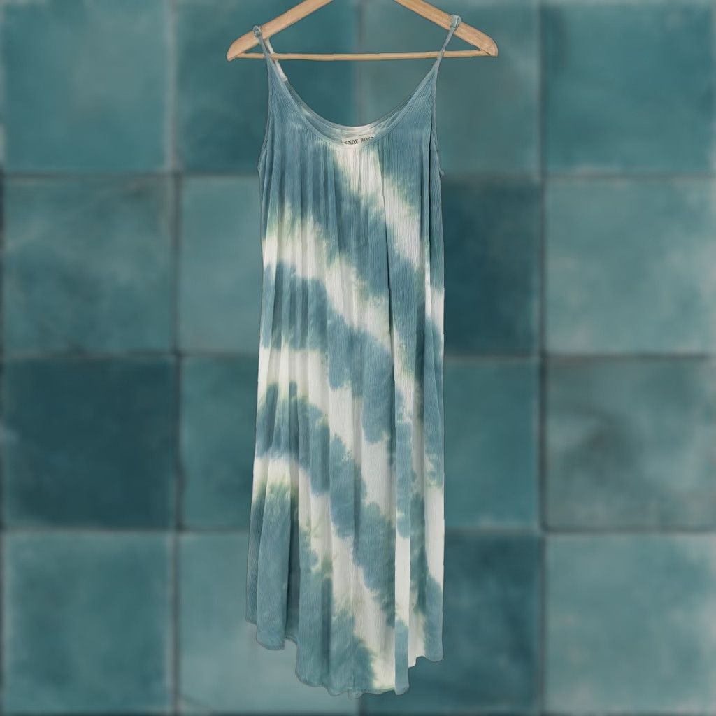 Vintage Knox Rose Tie Dye Midi Dress Blue White Spaghetti Strap Casual Women's M Size M / US 6-8 / IT 42-44 - 1 Thumbnail