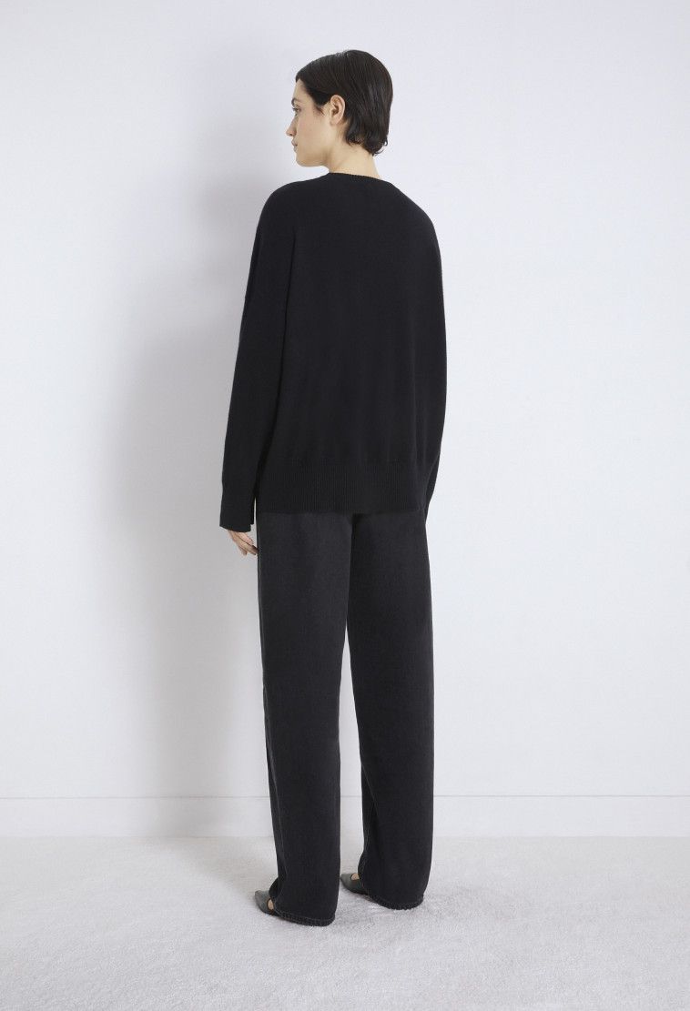 Loulou de Saison o1s22i1n1024 Cashmere Pullover Sweater in Black Size S / US 4 / IT 40 - 3 Thumbnail