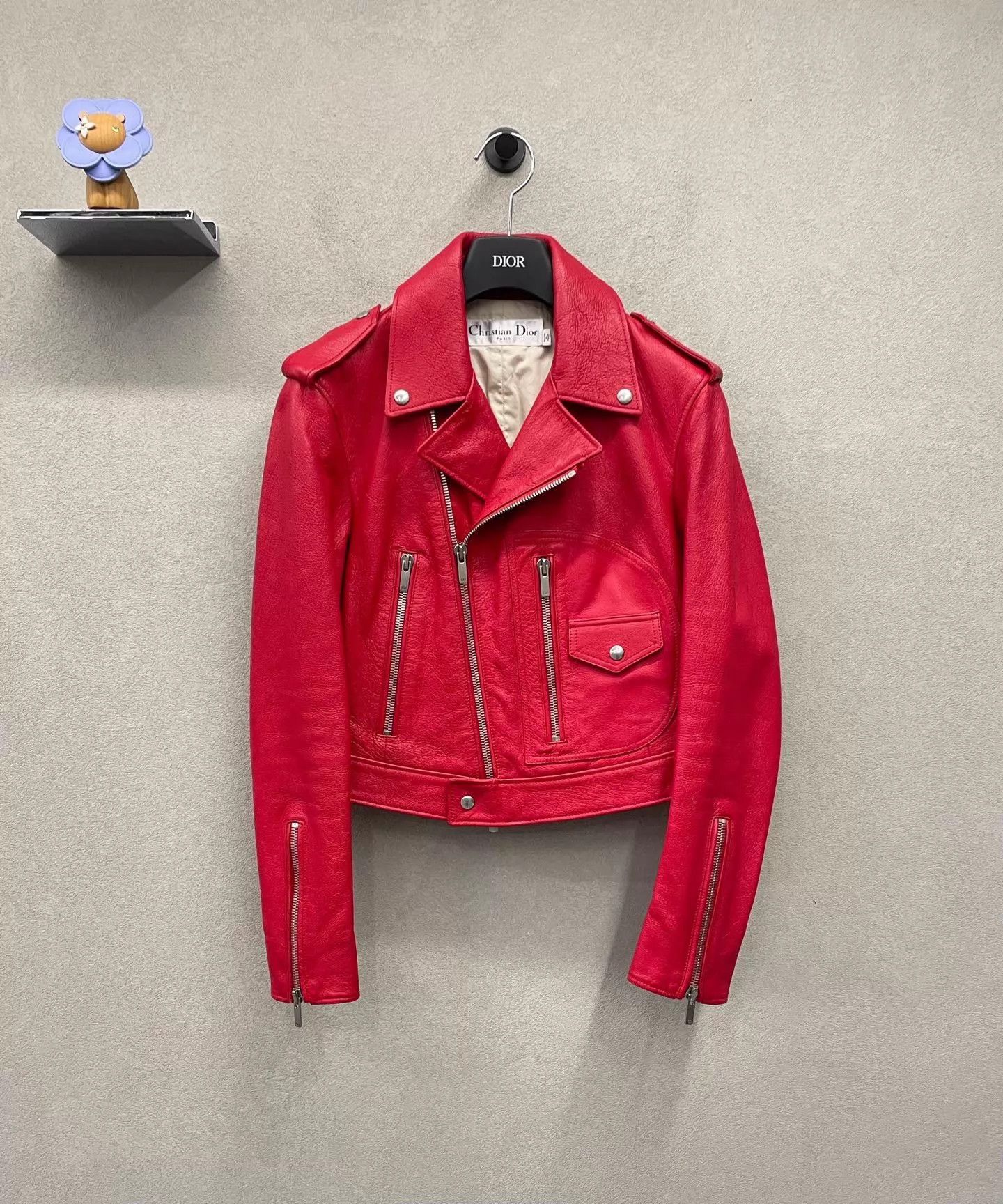 Dior Dior Vibrant Red Leather Biker Jacket Women's 34 Edgy Size XS / US 0-2 / IT 36-38 - 1 Thumbnail