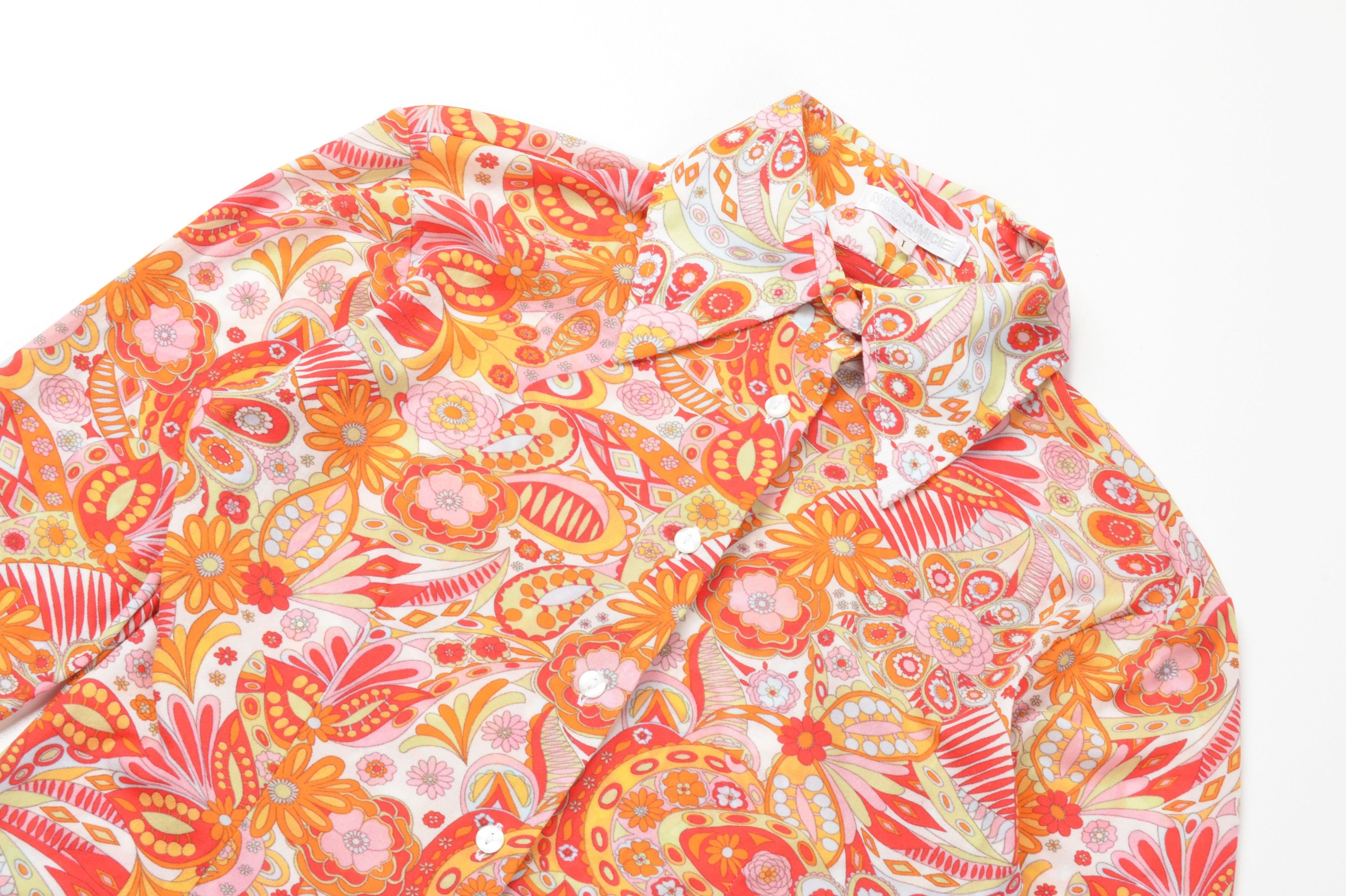 Vintage Vintage Naracamice Y2K Italian Mesh Psychedelic Floral Shirt Size S / US 4 / IT 40 - 4 Thumbnail