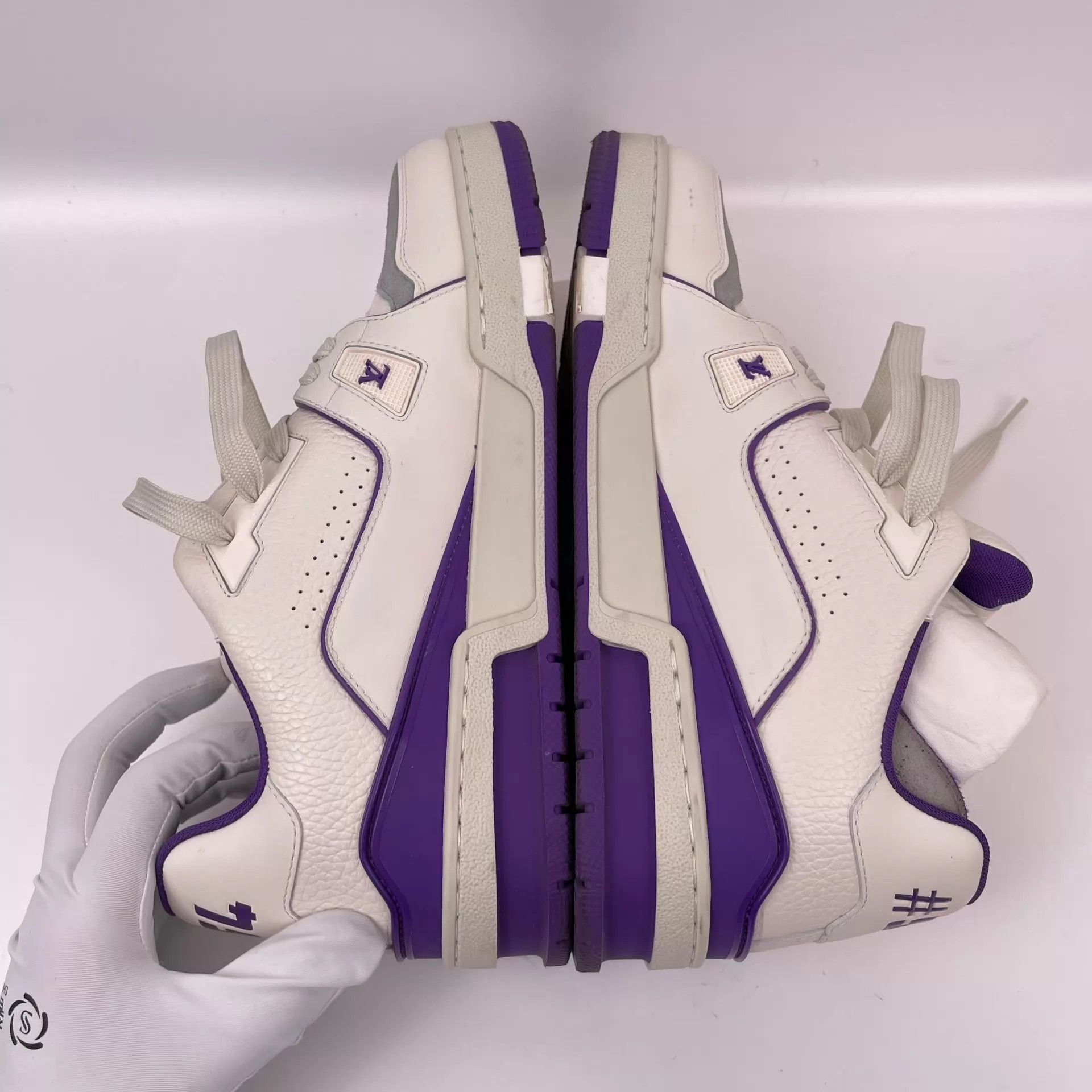Louis Vuitton LV Trainer White Purple Cement 39 Size US 8.5 / IT 38.5 - 6 Thumbnail