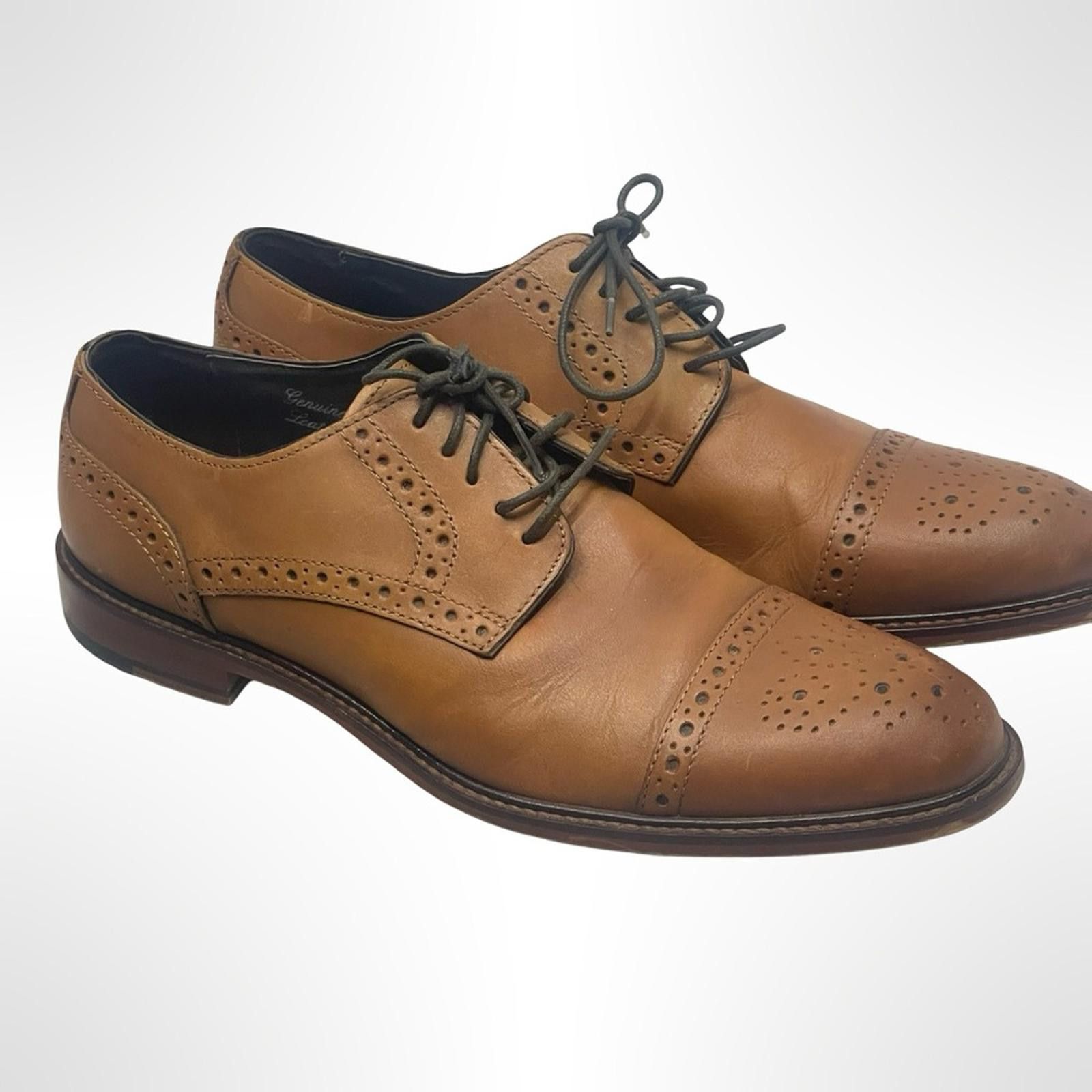 Joseph Abboud Joseph Abboud Brown Cap-toe Leather Men's Dress Shoes size 8 Size US 8 / EU 41 - 3 Thumbnail