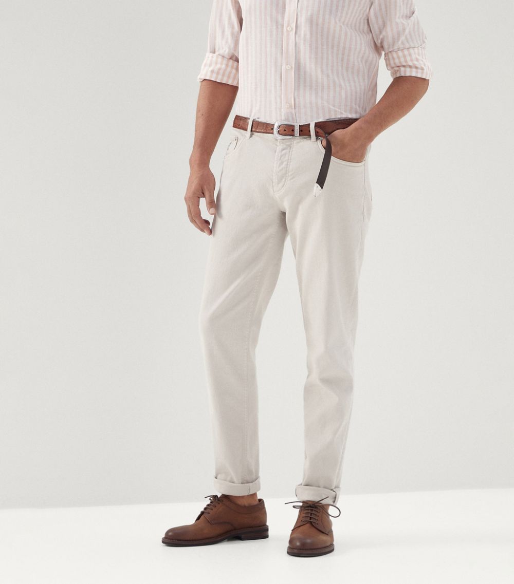 image of Brunello Cucinelli O1W1Db10424 Denim Pants In Light Beige, Men's (Size 40)