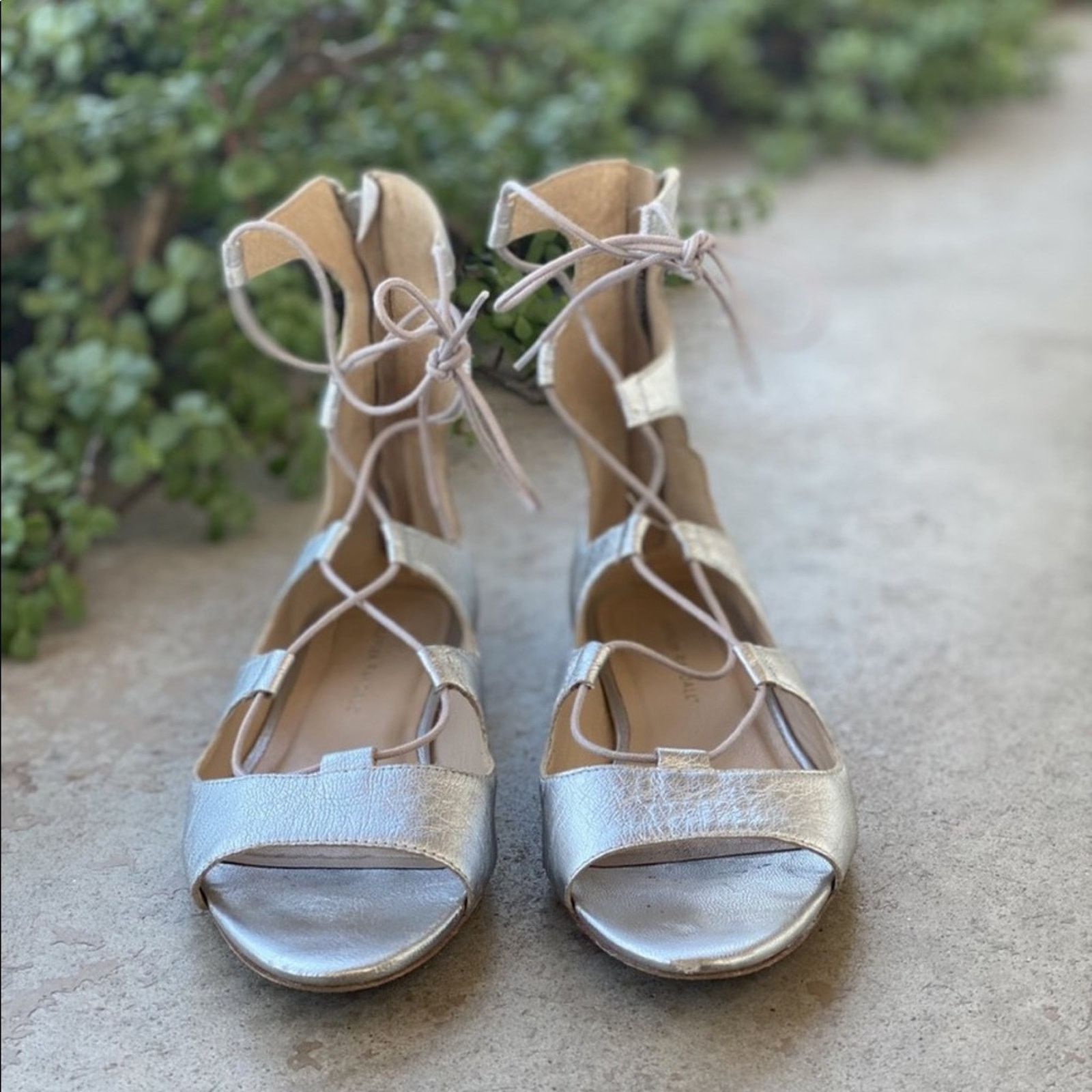 Loeffler Randall LOEFFLER RANDALL Metallic Silver Leather Sandal Flats 8.5 Size US 8.5 / IT 38.5 - 7 Thumbnail